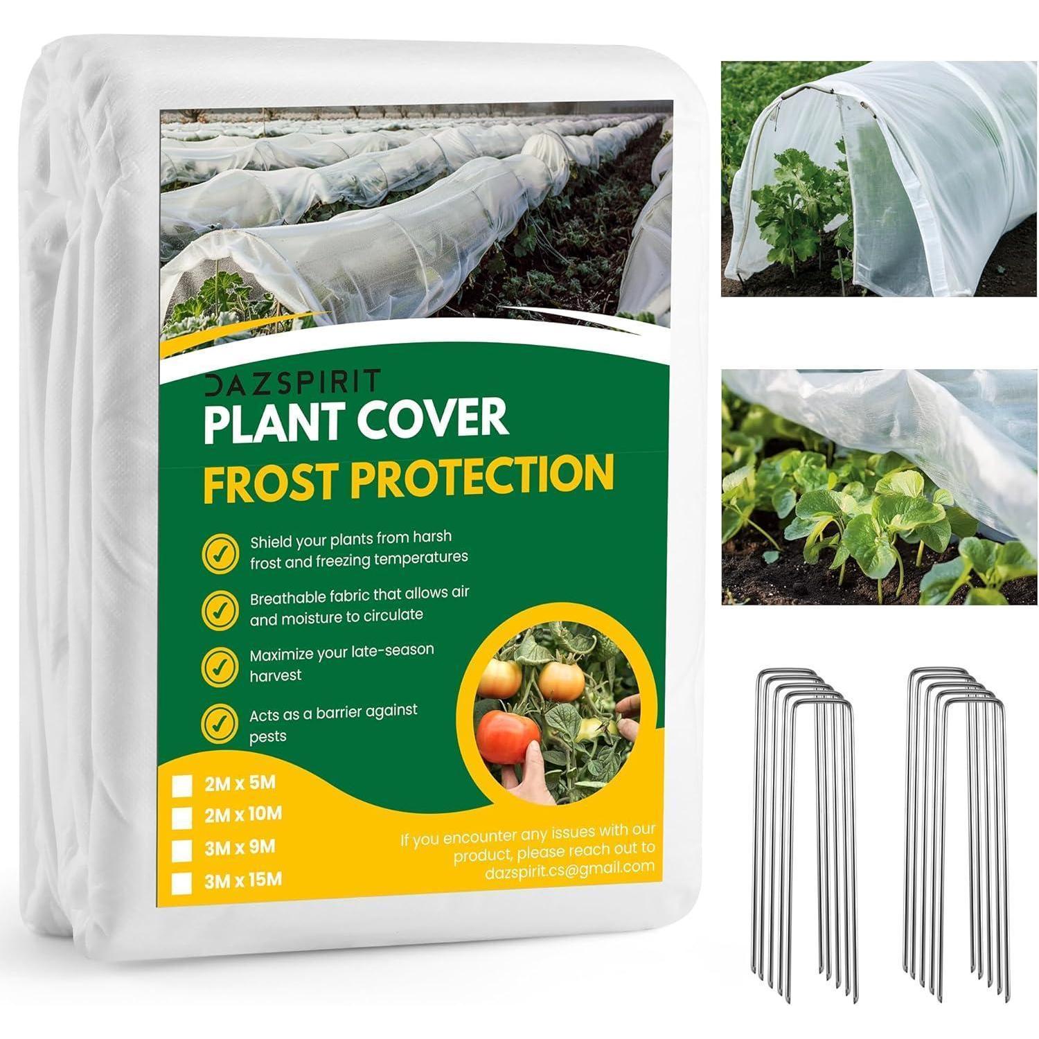 Gartenvlies 35g/m² Frostschutz Mit 10 Erdnägeln, 2x5m Abdeckvlies Winterschutz