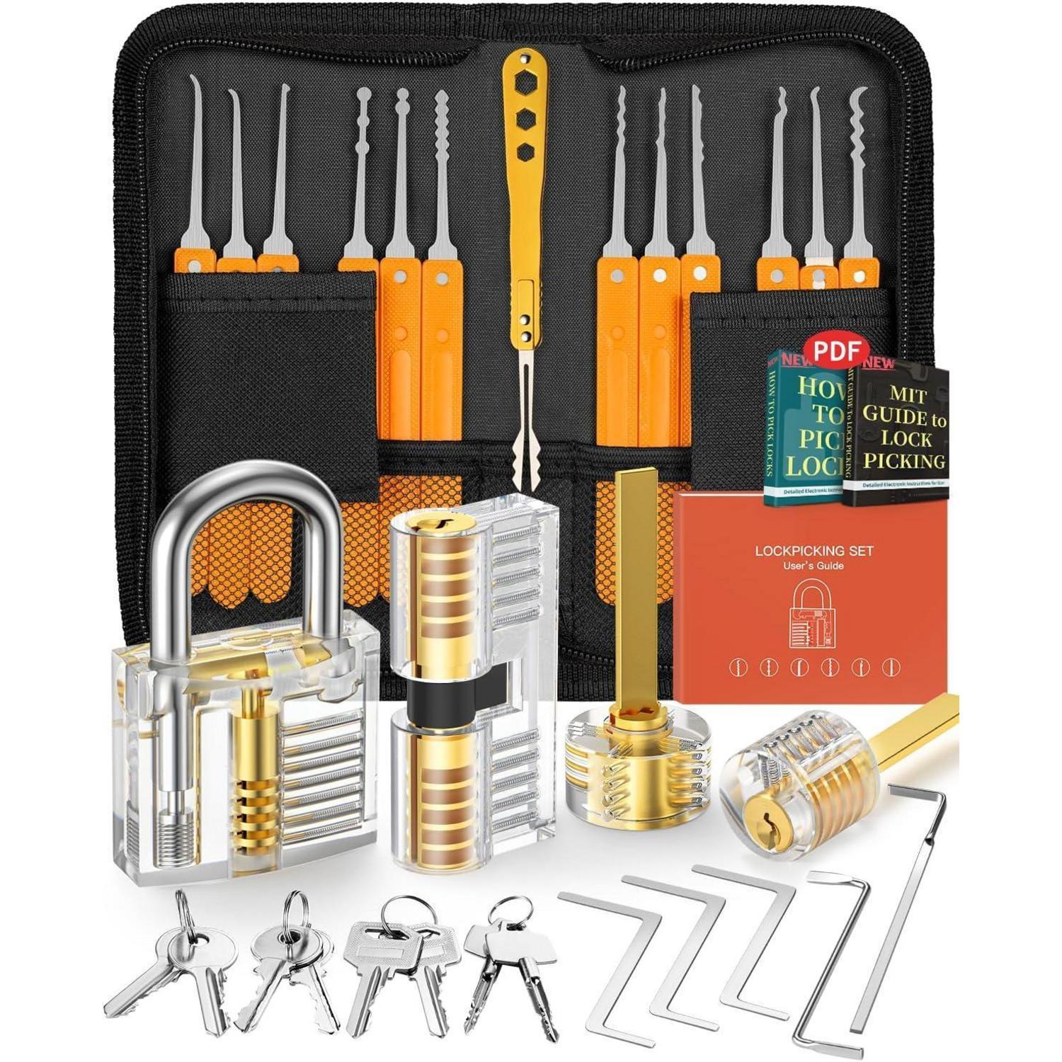 Lockpicking Set 32 Teile Mit 4 Trainingsschlössern Und Anleitung