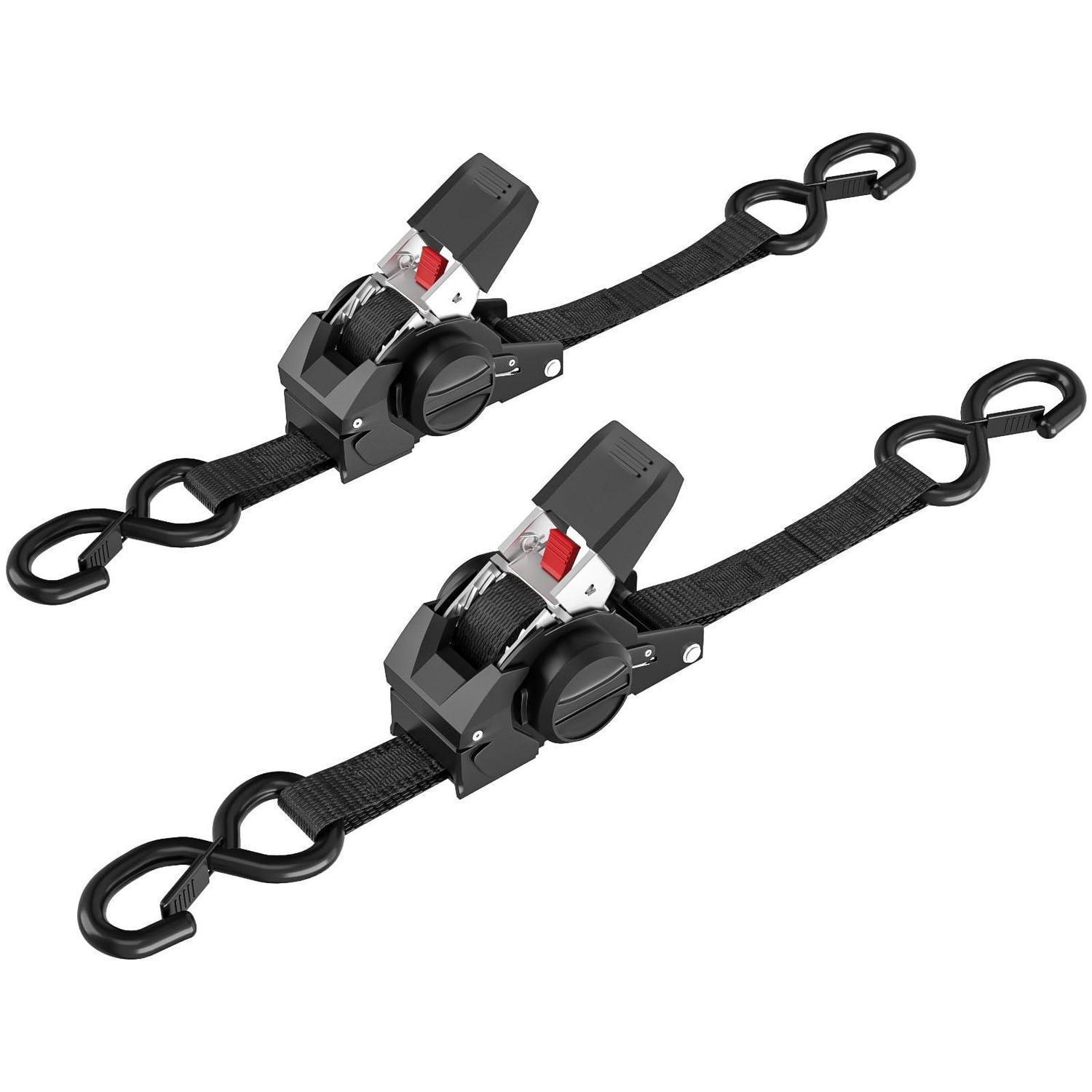 Einziehbare Ratschengurte 2,5cm X 3m Mit S-haken, 2 Stück