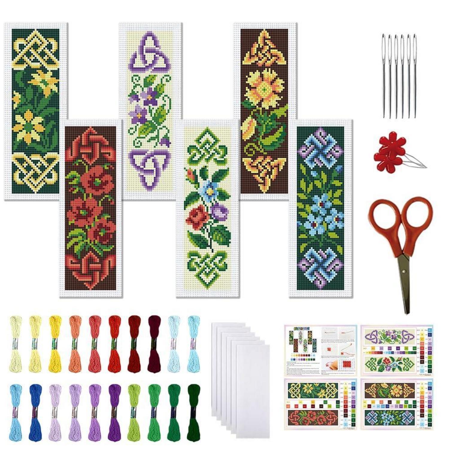 Kreuzstich Lesezeichen Set 6 Stück Keltische Knoten Gestempelt 20x6cm Anfänger