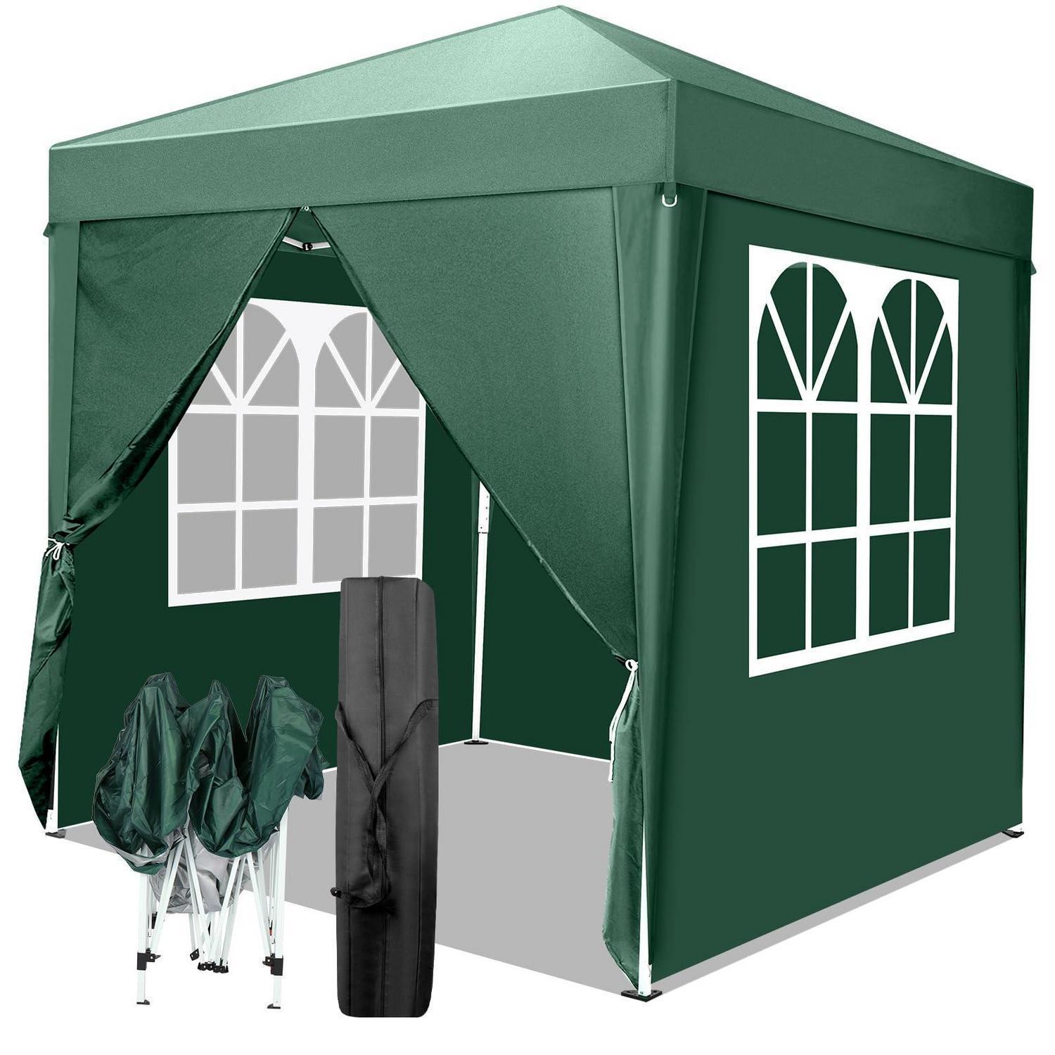 Faltpavillon 2x2m Grün, Wasserdicht, Uv-schutz 50+, Mit 4 Seitenteilen