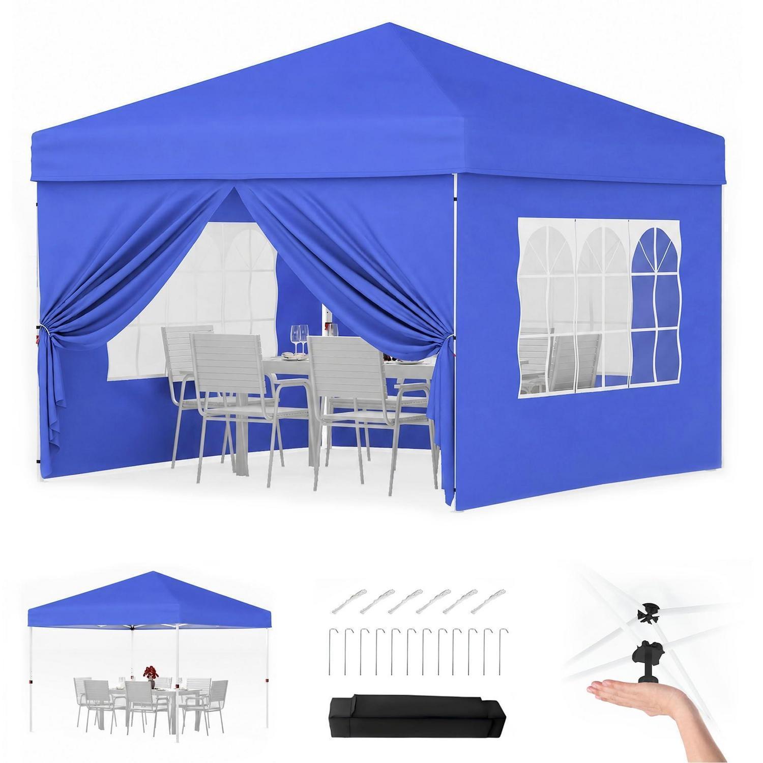 Faltpavillon 3x3m Wasserdicht Mit 4 Seitenwänden, Uv-schutz 50+