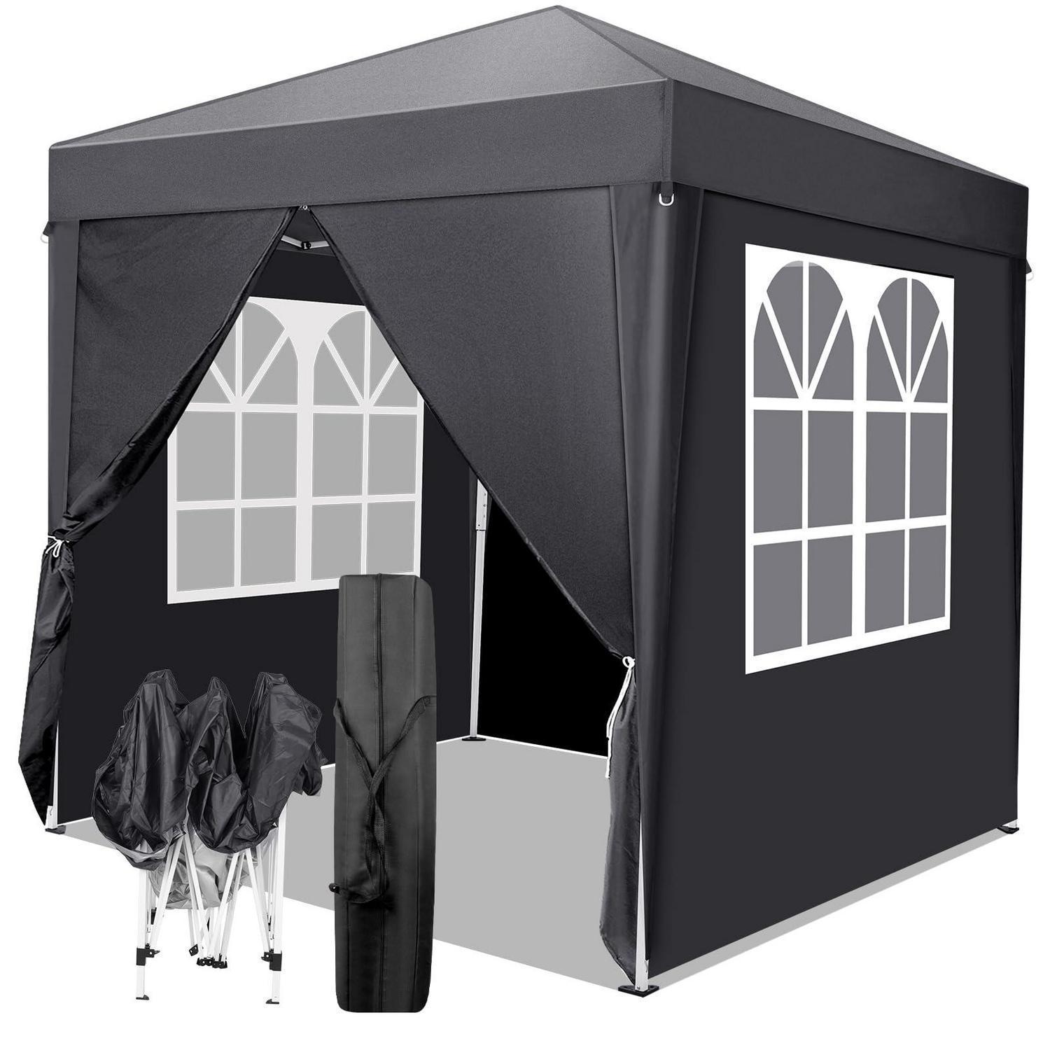 Faltpavillon 2x2m Grau Mit 4 Seitenteilen, Wasserdicht, Uv-schutz 50+