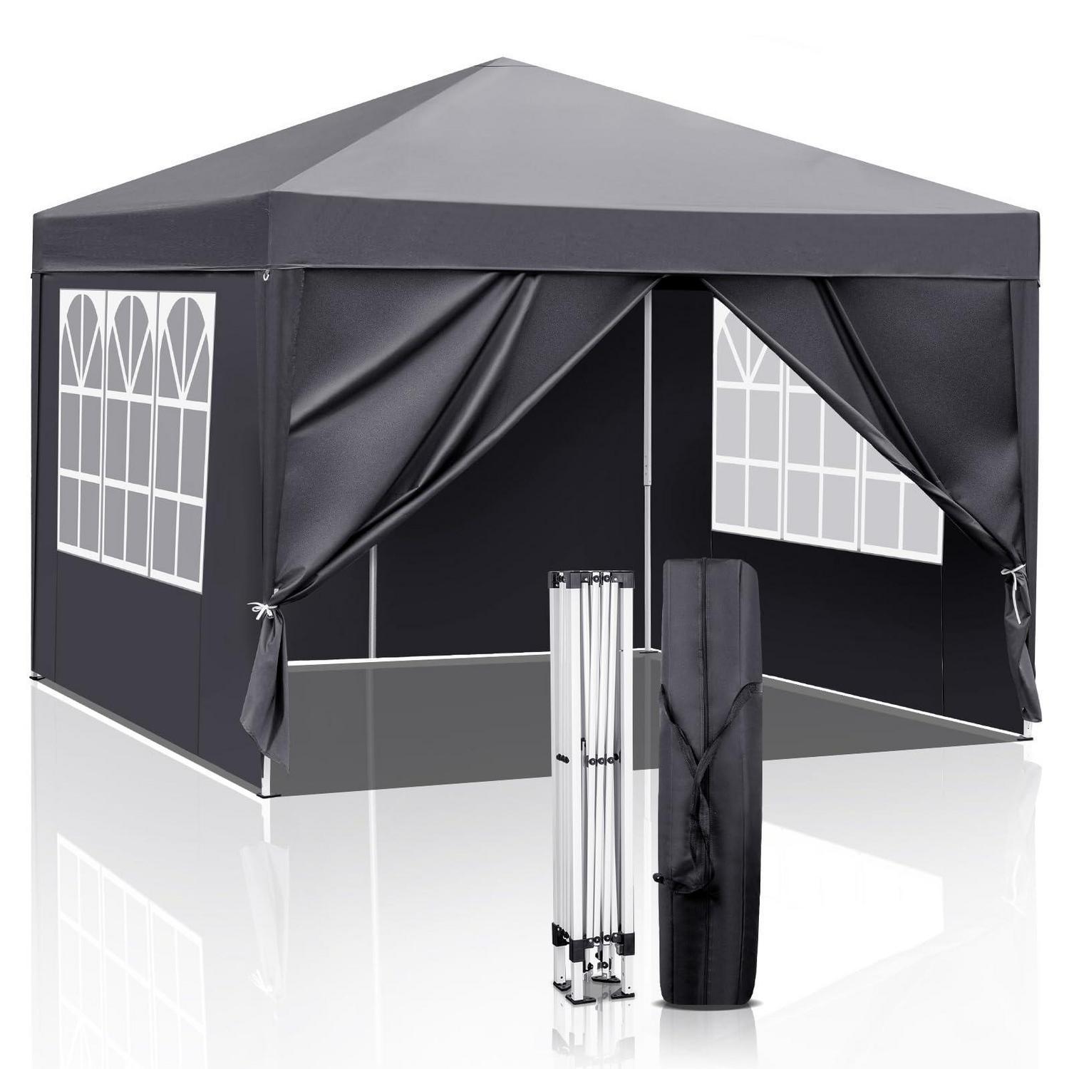 Faltpavillon 3x3m Grau, Wasserdicht, Uv-schutz 50+, 4 Seitenteile