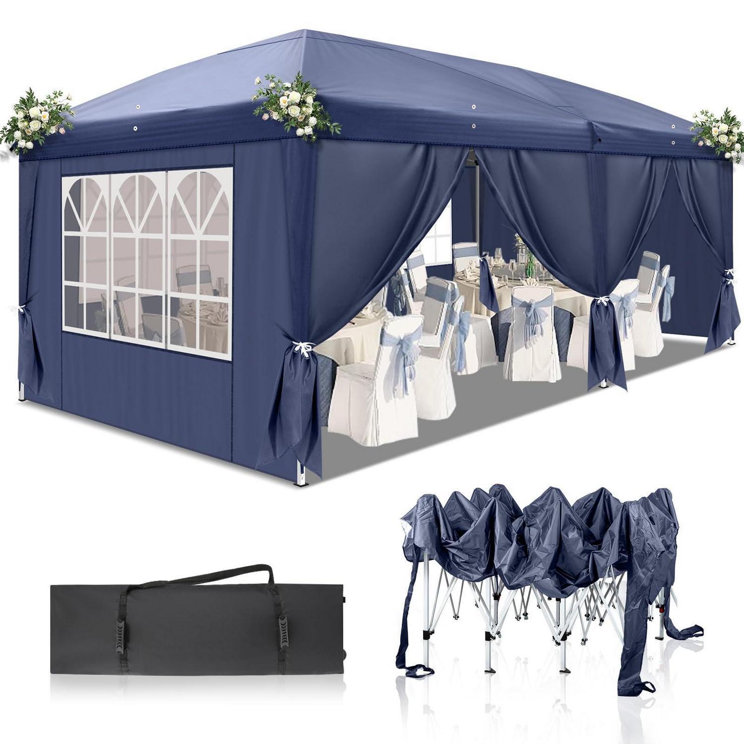 Faltpavillon 3x6m, Wasserdicht, Uv-schutz 50+, 6 Seitenteile, Blau