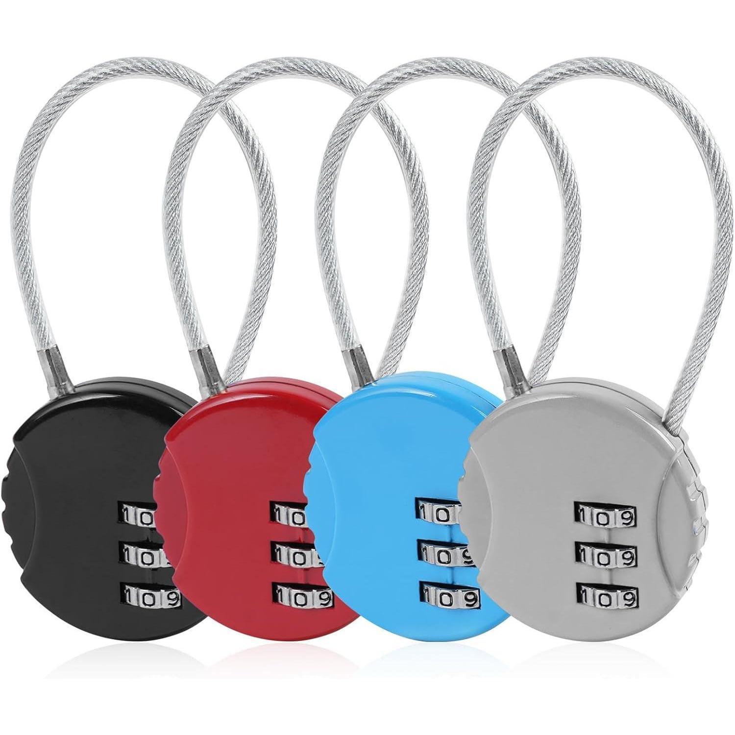 4er Set Zahlenschlösser Für Gepäck, Koffer, Spind, 3-stellig, Verschiedene Farben