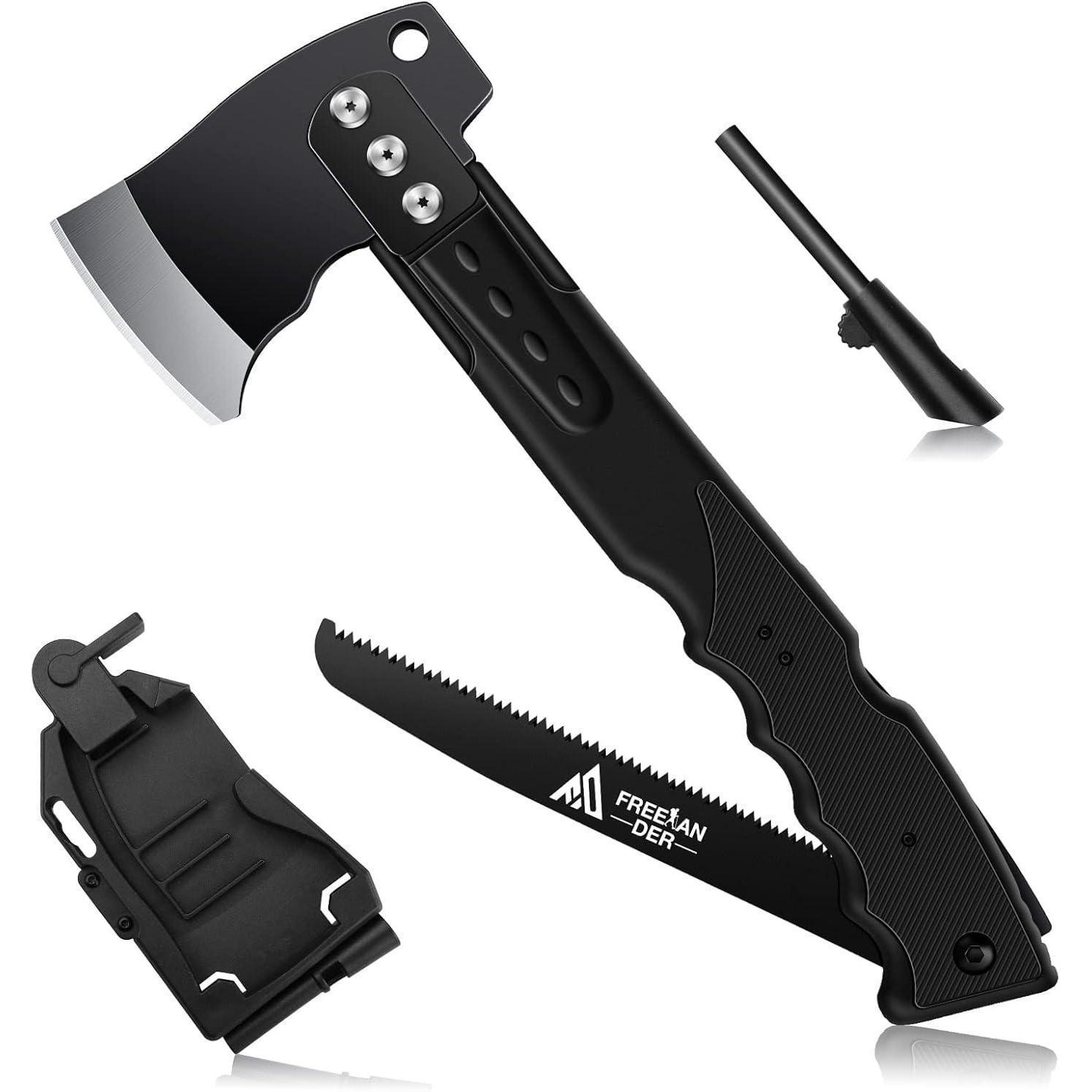 Camping Axt 5-in-1 Mit Säge, Beil Mit Scheide Und Feuerstein, Outdoor Werkzeug