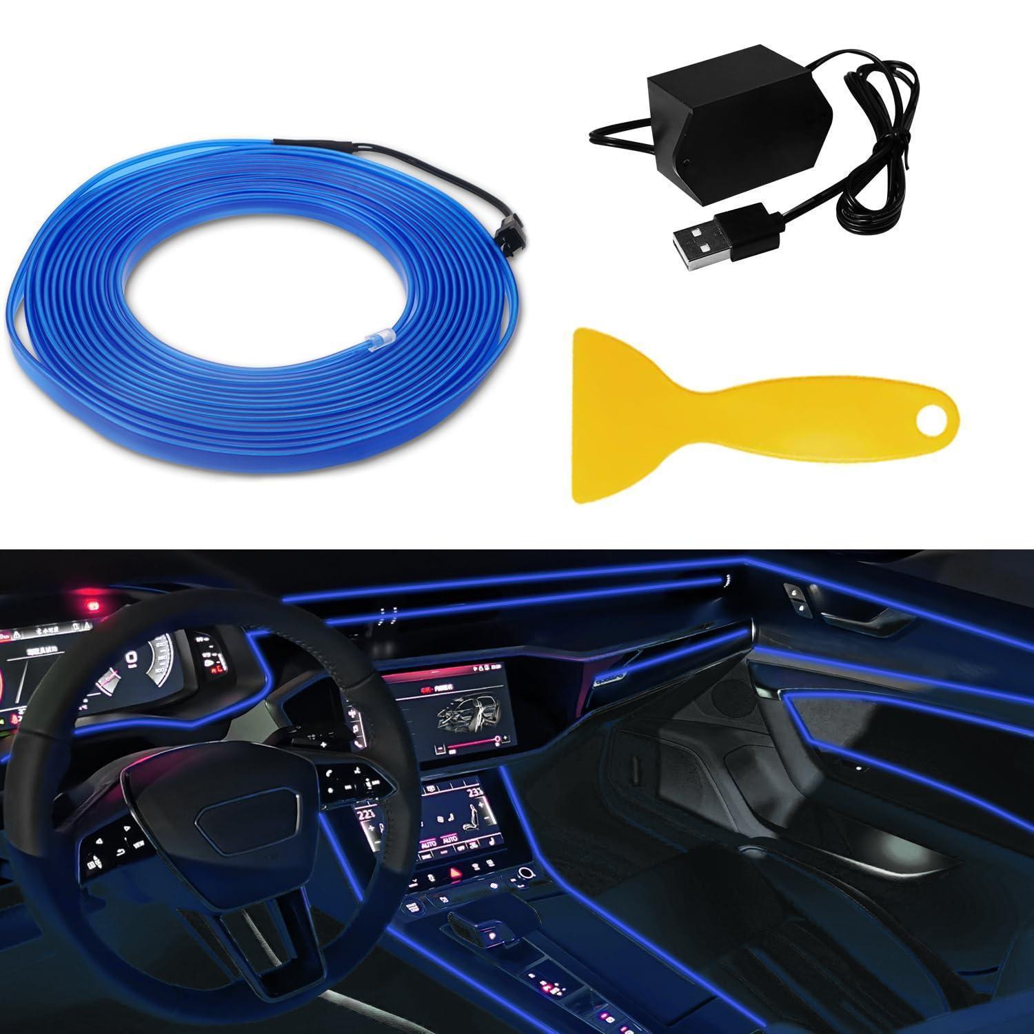 El Draht Auto Innenbeleuchtung 5m Blau Mit Usb Und Schaber