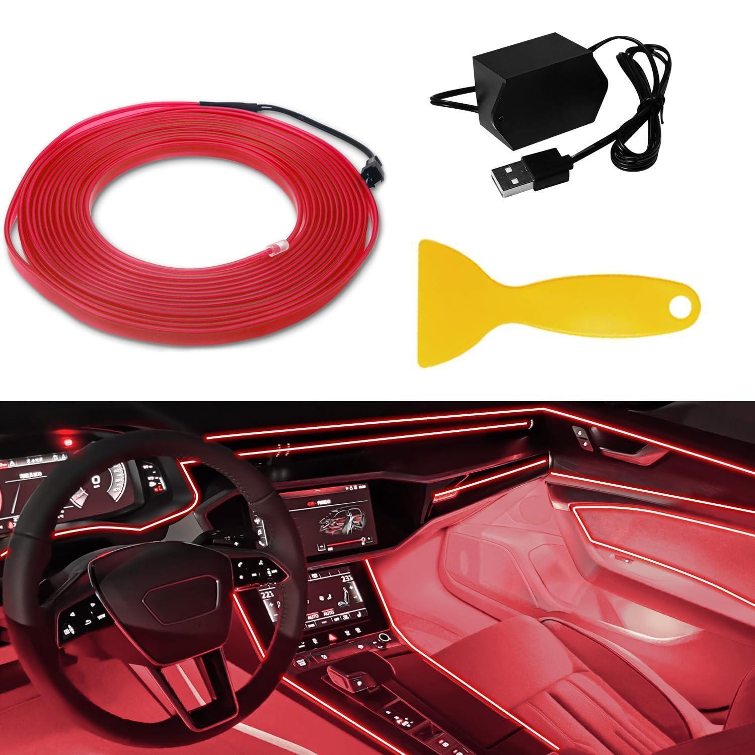 El Draht Auto Innenbeleuchtung 5m Rot Usb Ambientebeleuchtung Mit 6mm Rand