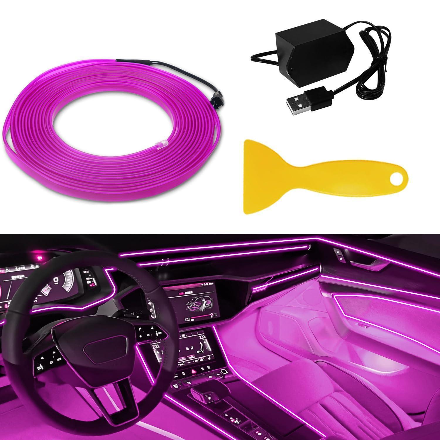 Auto Innenbeleuchtung El Draht 5m Usb Rosa Mit 6mm Rand