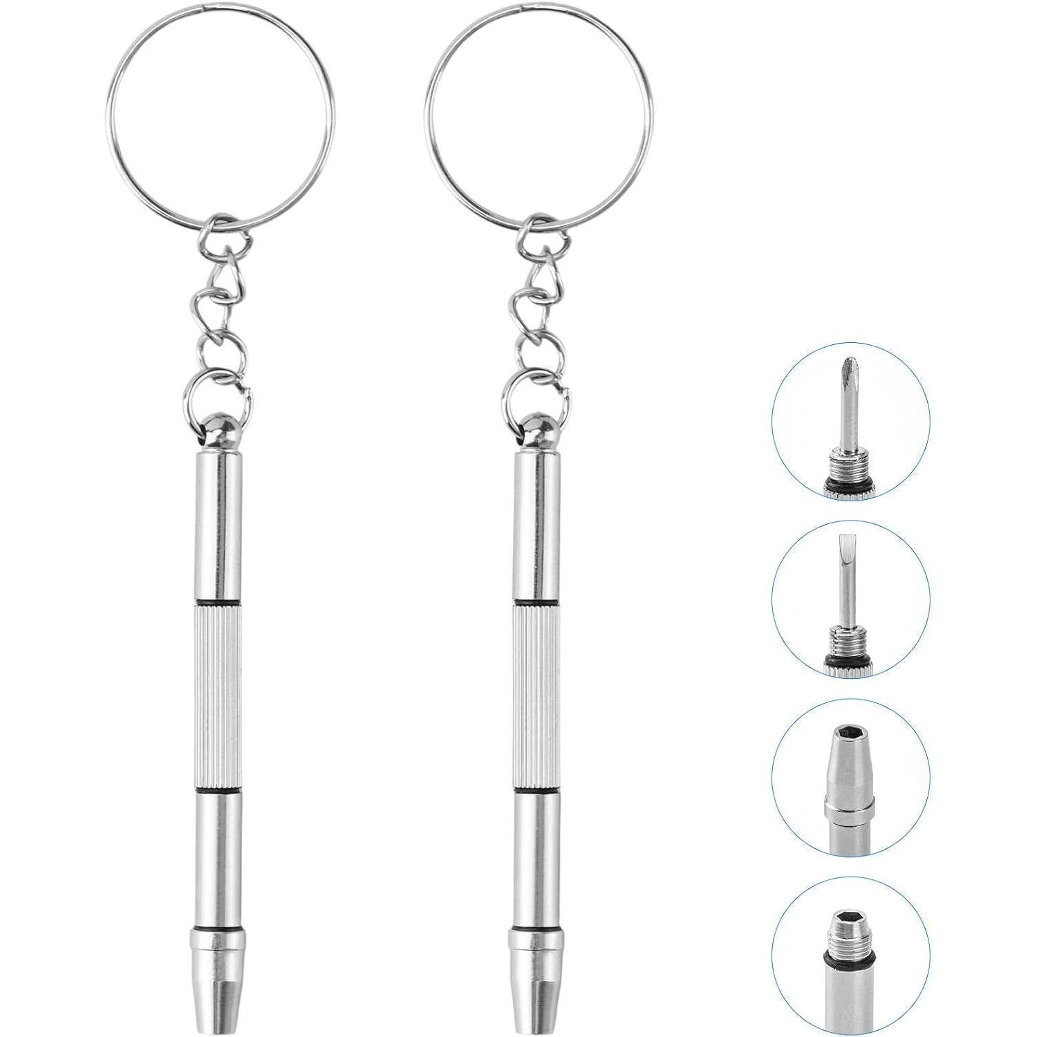 Mini Schraubenzieher Set 4in1 Edelstahl Mit Schlüsselanhänger, 2er-pack