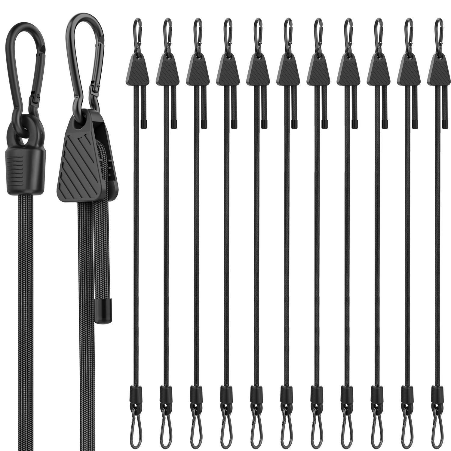 Gepäckspanner Mit Haken 12er Set, Verstellbar 18-122cm, 100% Latex, Schwarz