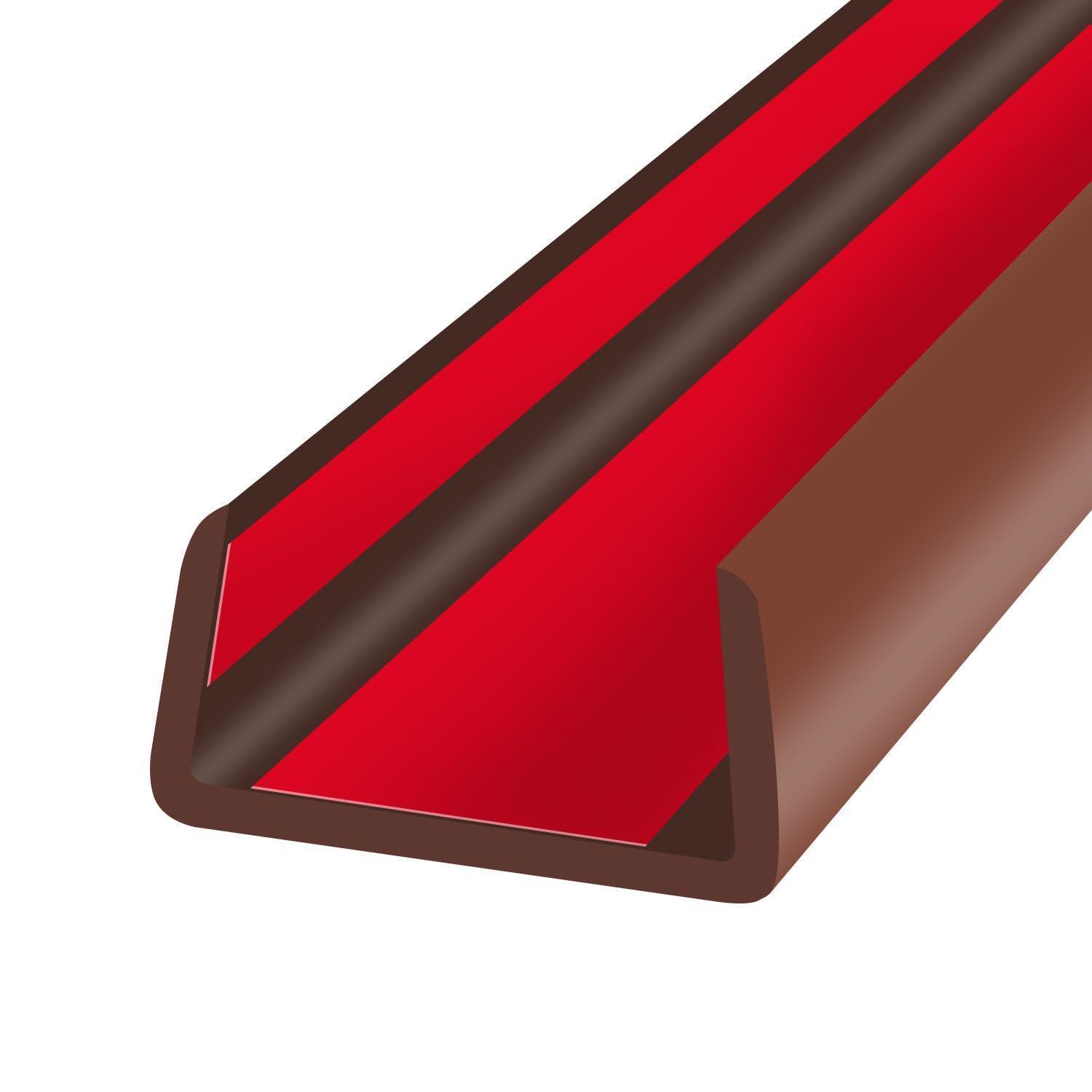 Gummi-kantenverkleidung U-form Selbstklebend 6m Braun 45mm Schlitzbreite