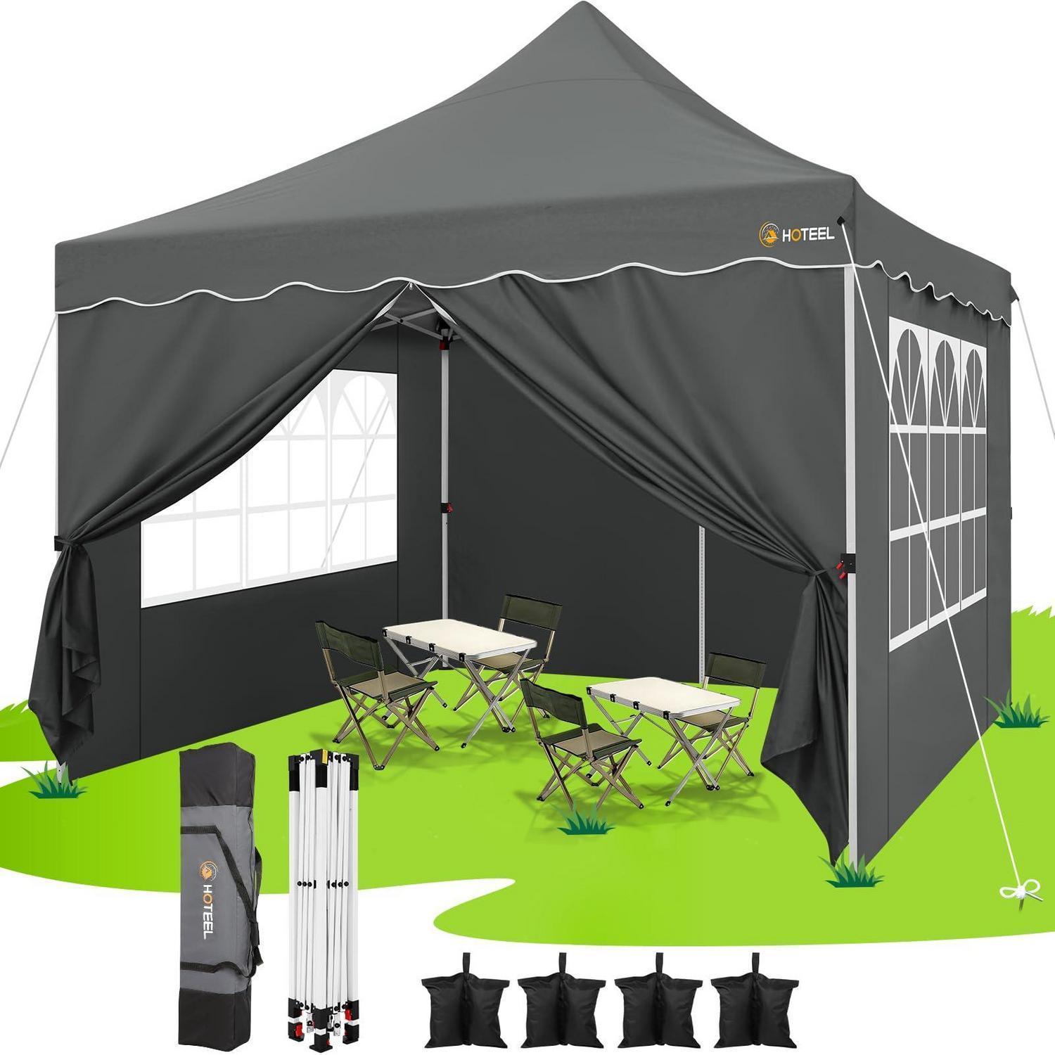 Faltpavillon 3x3m Grau Wasserdicht Mit 4 Seitenteilen Und Uv-schutz 50+