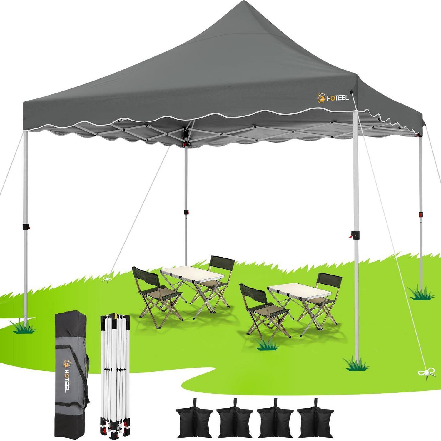 Faltpavillon 3x3m Wasserdicht Uv-schutz 50+ Stahlrahmen Grau Mit Sandsäcken