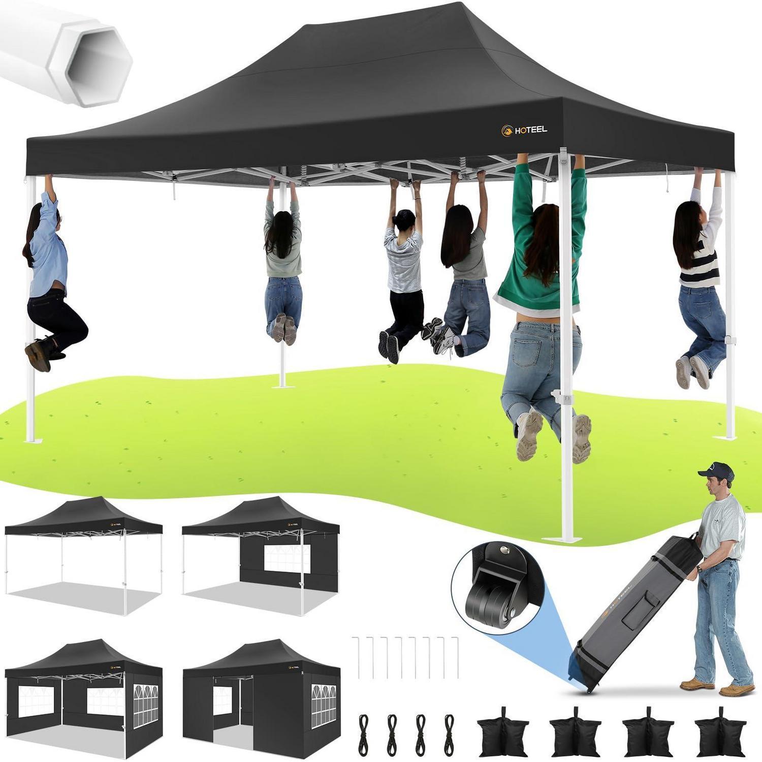 Faltpavillon 3x4,5m Wasserdicht Mit 4 Seitenteilen, Stabil, Pop-up Partyzelt