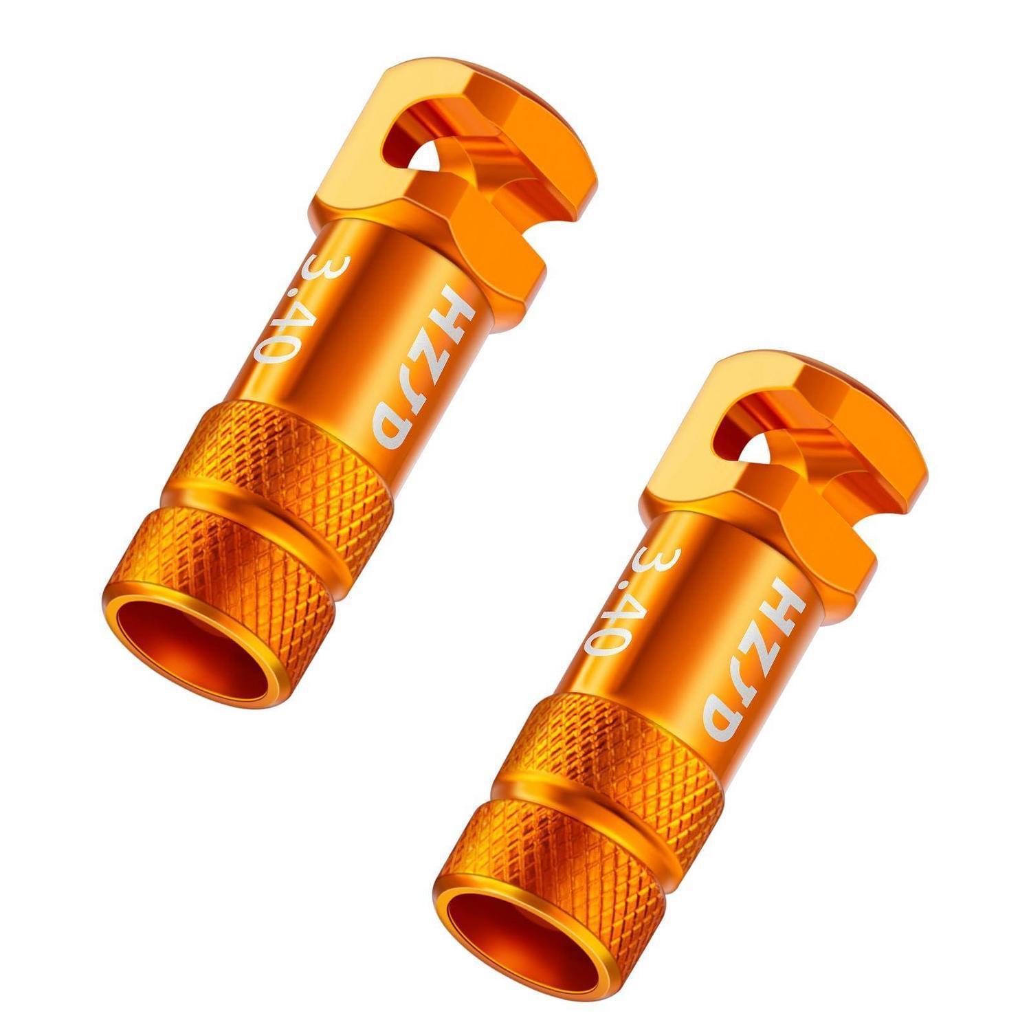 Fahrrad Presta Ventilkappen Aluminium Orange Mit Speichenausbauwerkzeug (2 Stück)