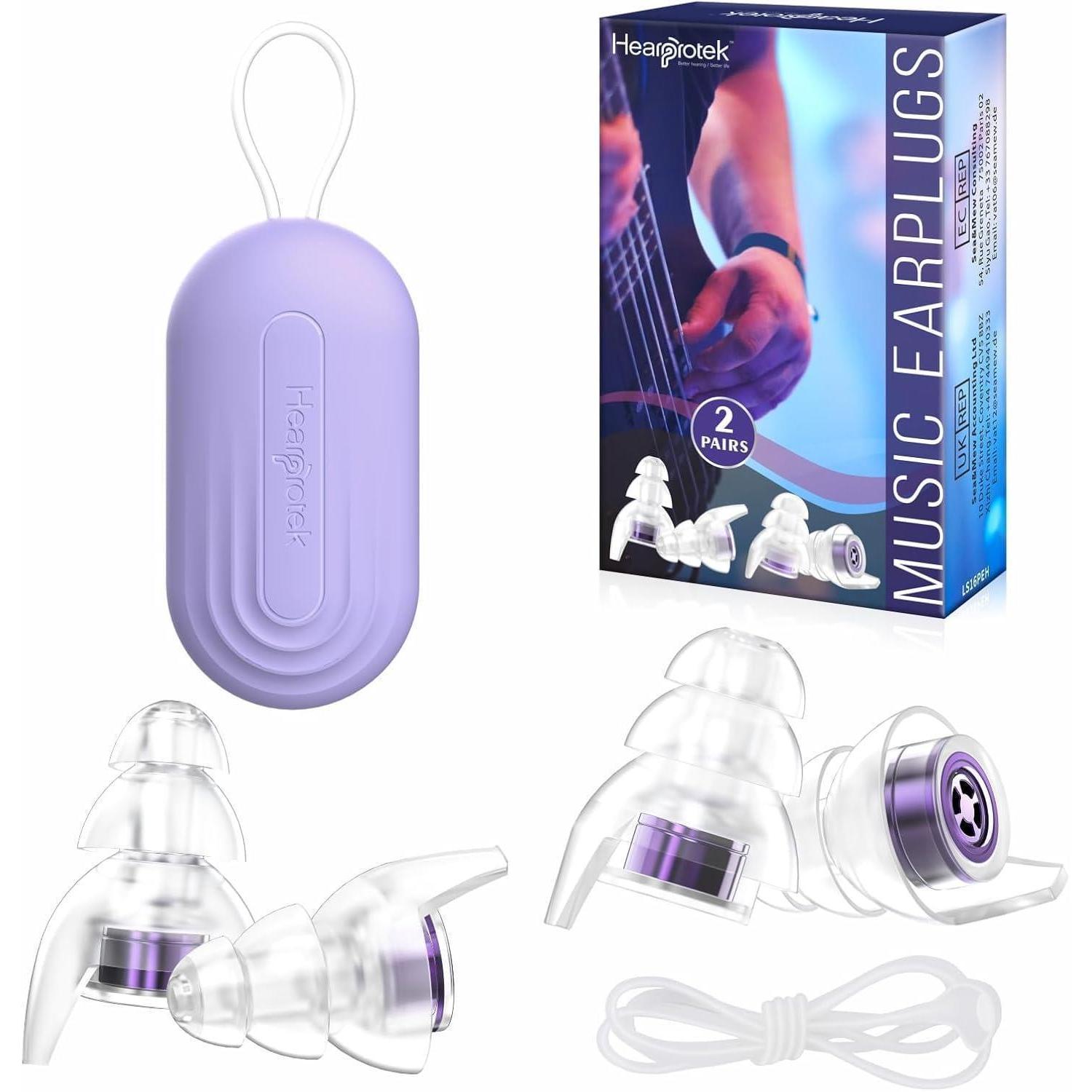 Gehörschutz Ohrstöpsel 2 Paar Mit Dämpfung 23db Für Konzerte & Festivals, Silikon, Violett