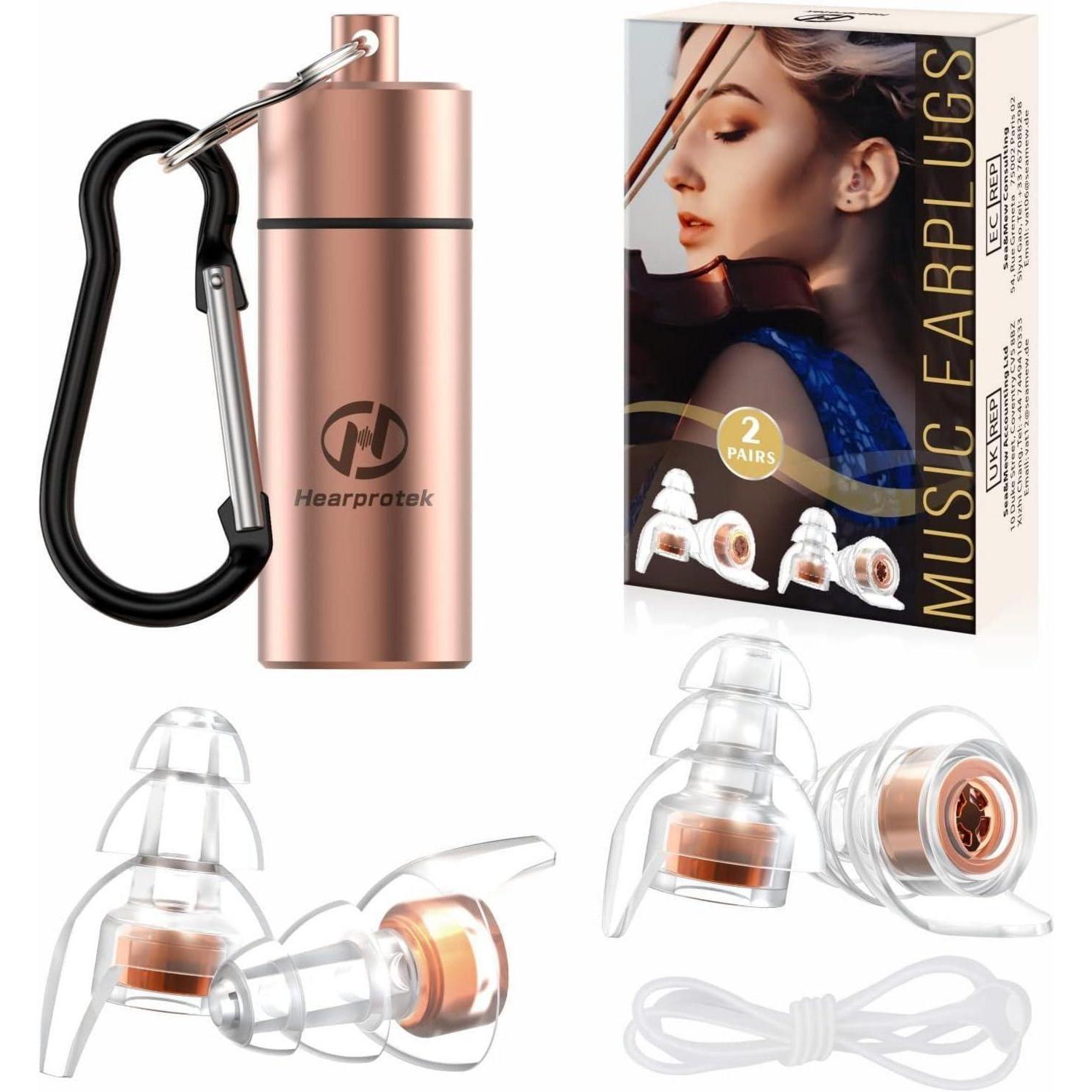 Gehörschutz Ohrstöpsel Für Konzerte, 2 Paar Silikon Mit Dämpfung, Hi-fi Klang, Inkl. Aluminium-etui