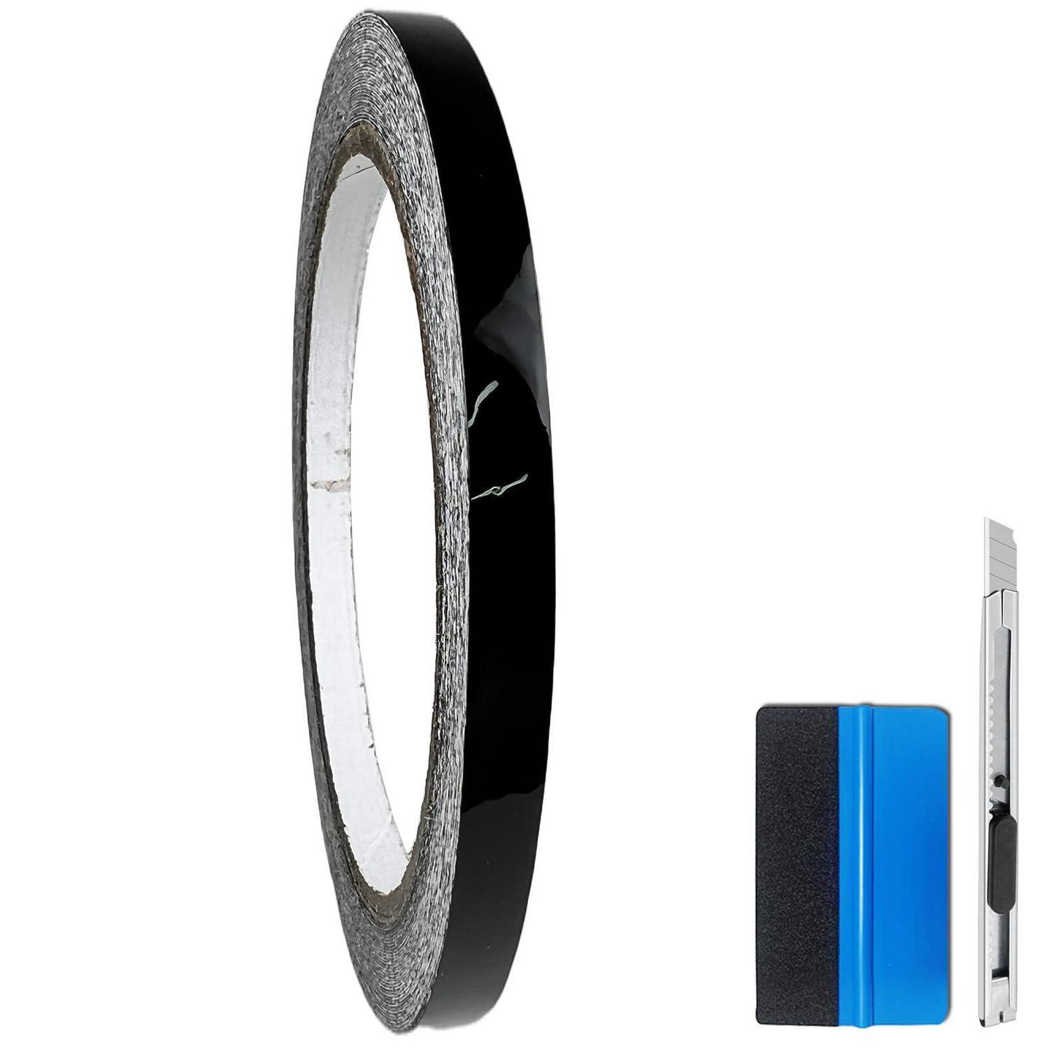 Hochglanz Vinyl Klebeband Schwarz Mit Luftkanal, Inkl. Werkzeug-set