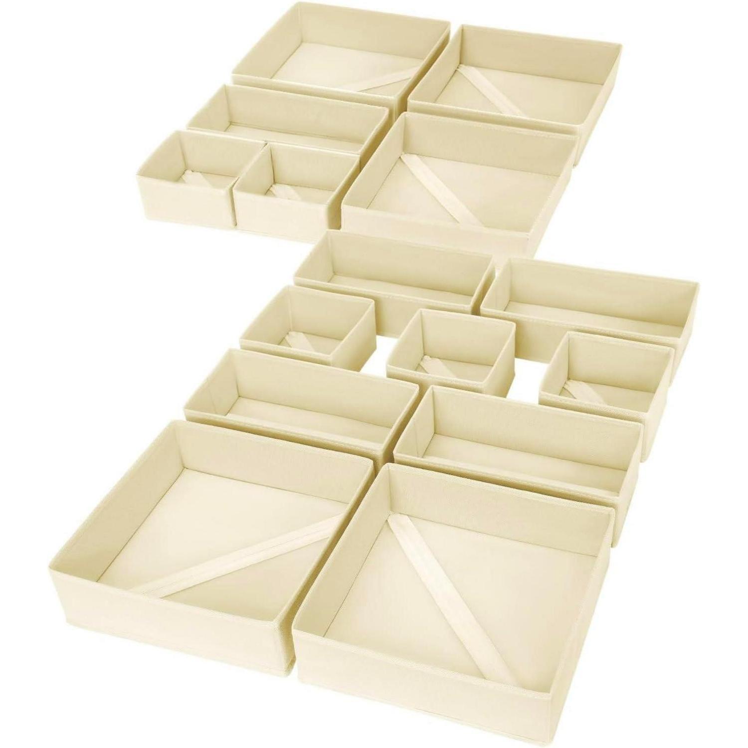 Schubladen Organizer 15 Stück Faltbar, Beige, Für Kleidung & Socken