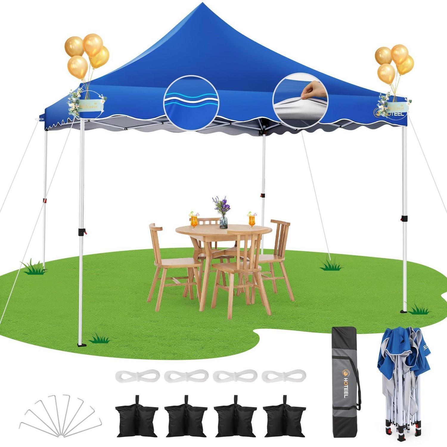 Pop-up Pavillon 3x3m Blau, Wasserdicht, Uv-schutz, Mit 4 Sandsäcken
