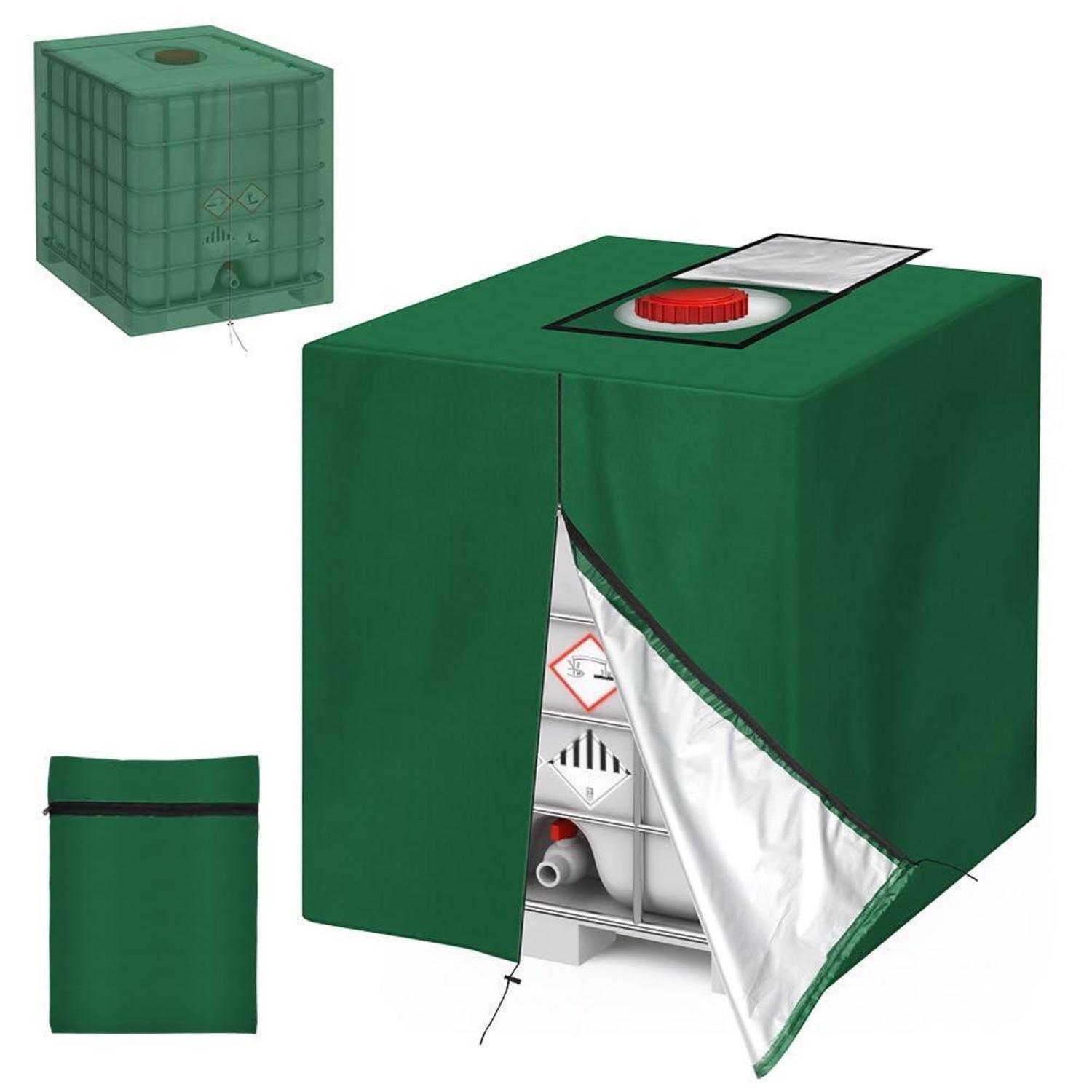 Ibc Tank Abdeckung 1000l Grün Mit Reißverschluss, Wasserdicht & Uv-schutz