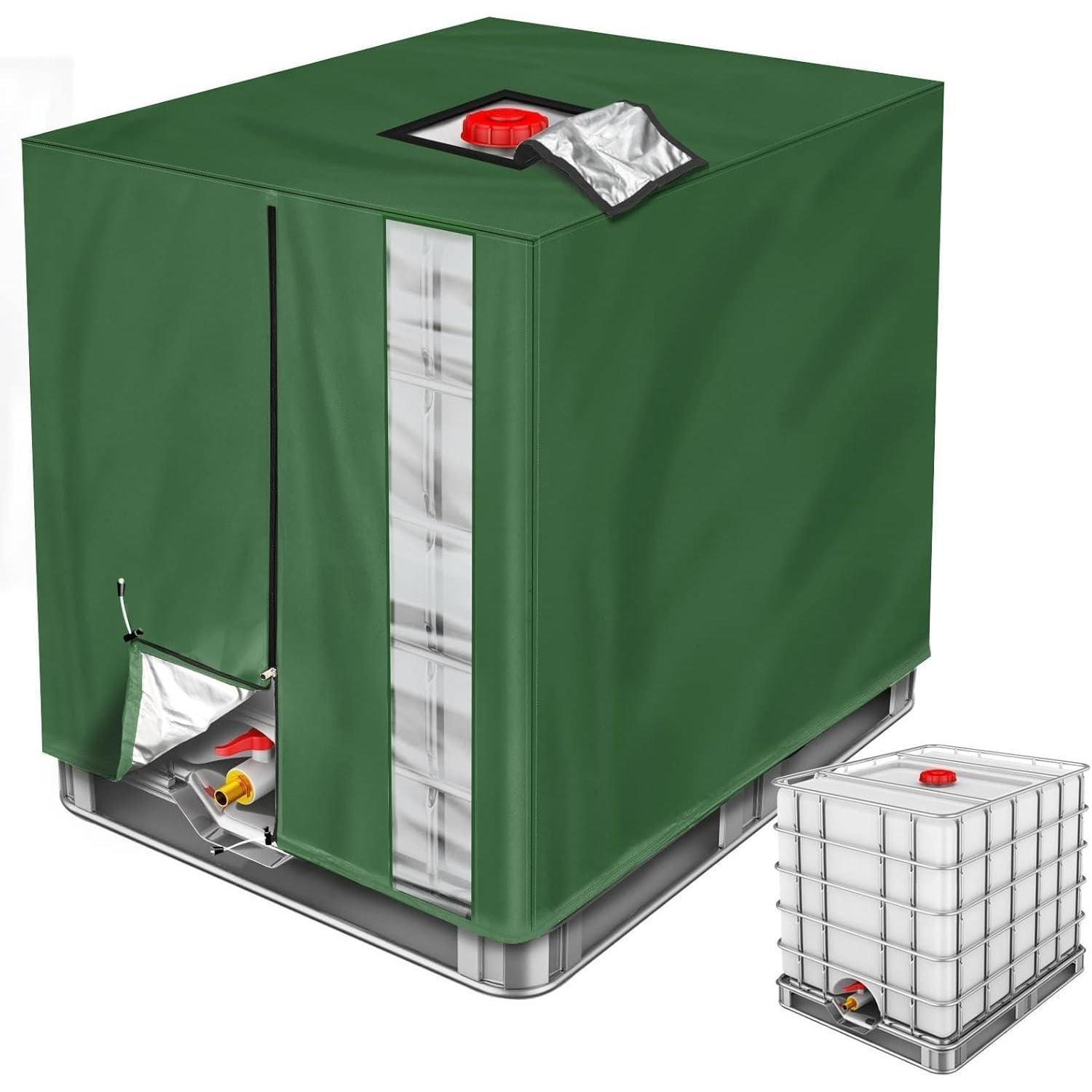 Ibc Tank Abdeckung 1000l Grün, Wasserdicht, Uv-schutz, Mit Sichtfenster