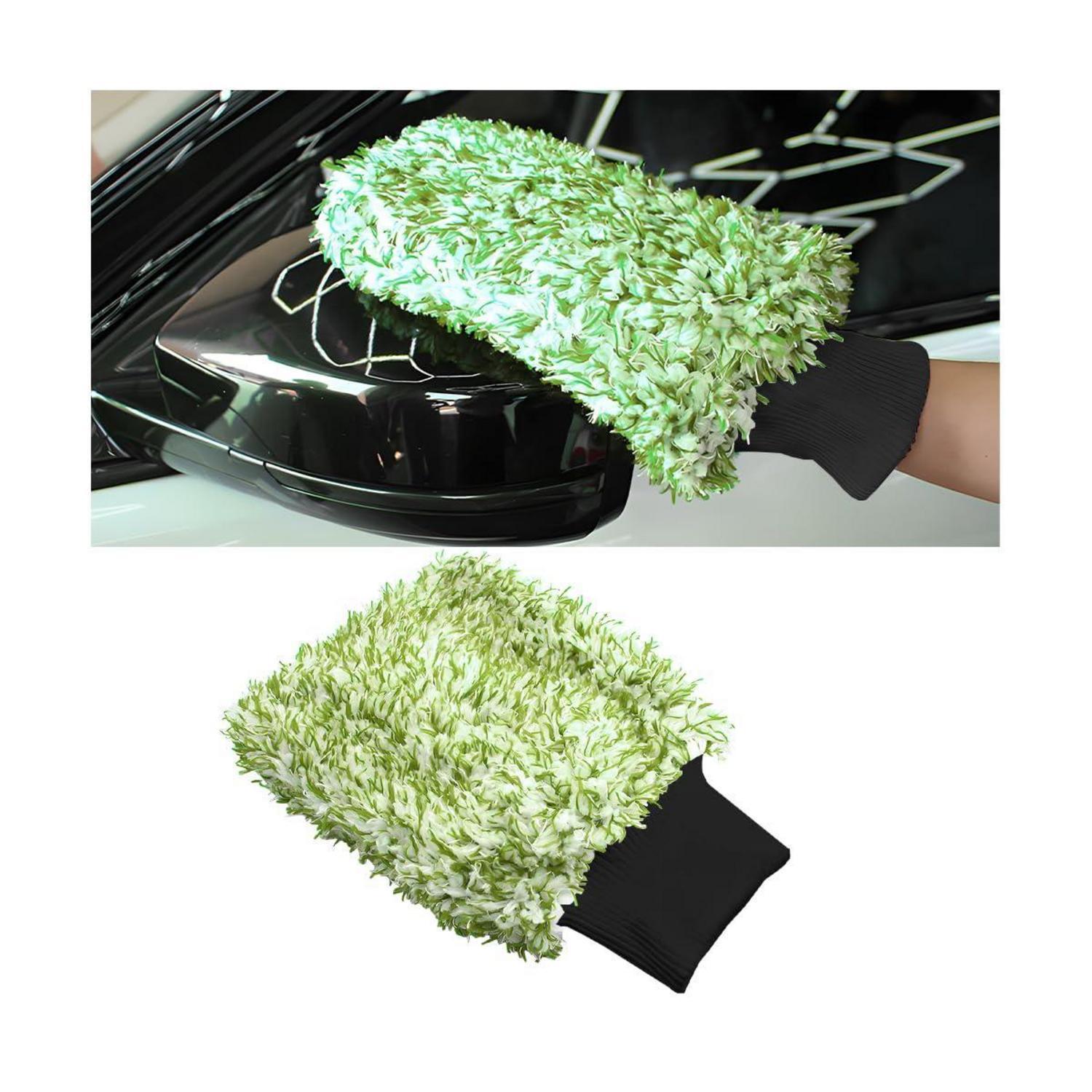 Autowaschhandschuh Mikrofaser Extrem Saugfähig Für Auto & Motorrad Grün/weiß