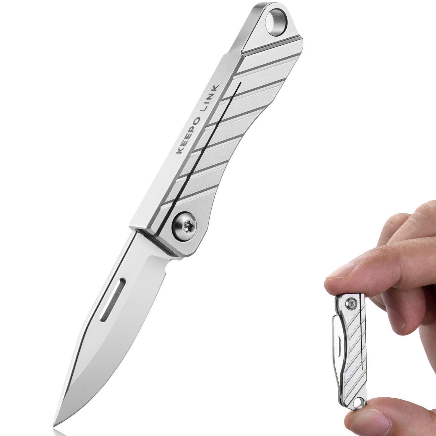 Mini-taschenmesser Aus Titan Mit Schlüsselanhänger, Klappklinge Für Edc & Outdoor
