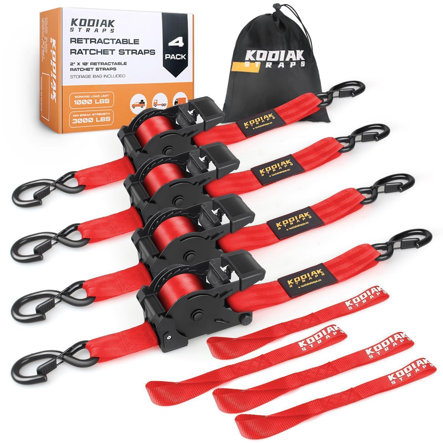 Automatik Spanngurte 50mm 3m Mit S-haken, 1360kg Bruchfestigkeit, 4 Stück Rot
