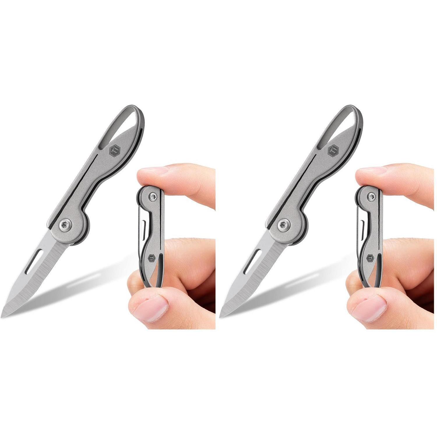 Mini Klappmesser Titan Schlüsselanhänger 2er Pack Grau S
