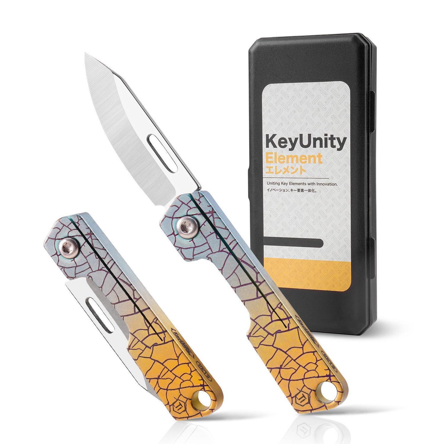 Kleines Klappmesser Mit Titangriff, Kompakt, Leicht, Edc-werkzeug, Yuzu Gelb