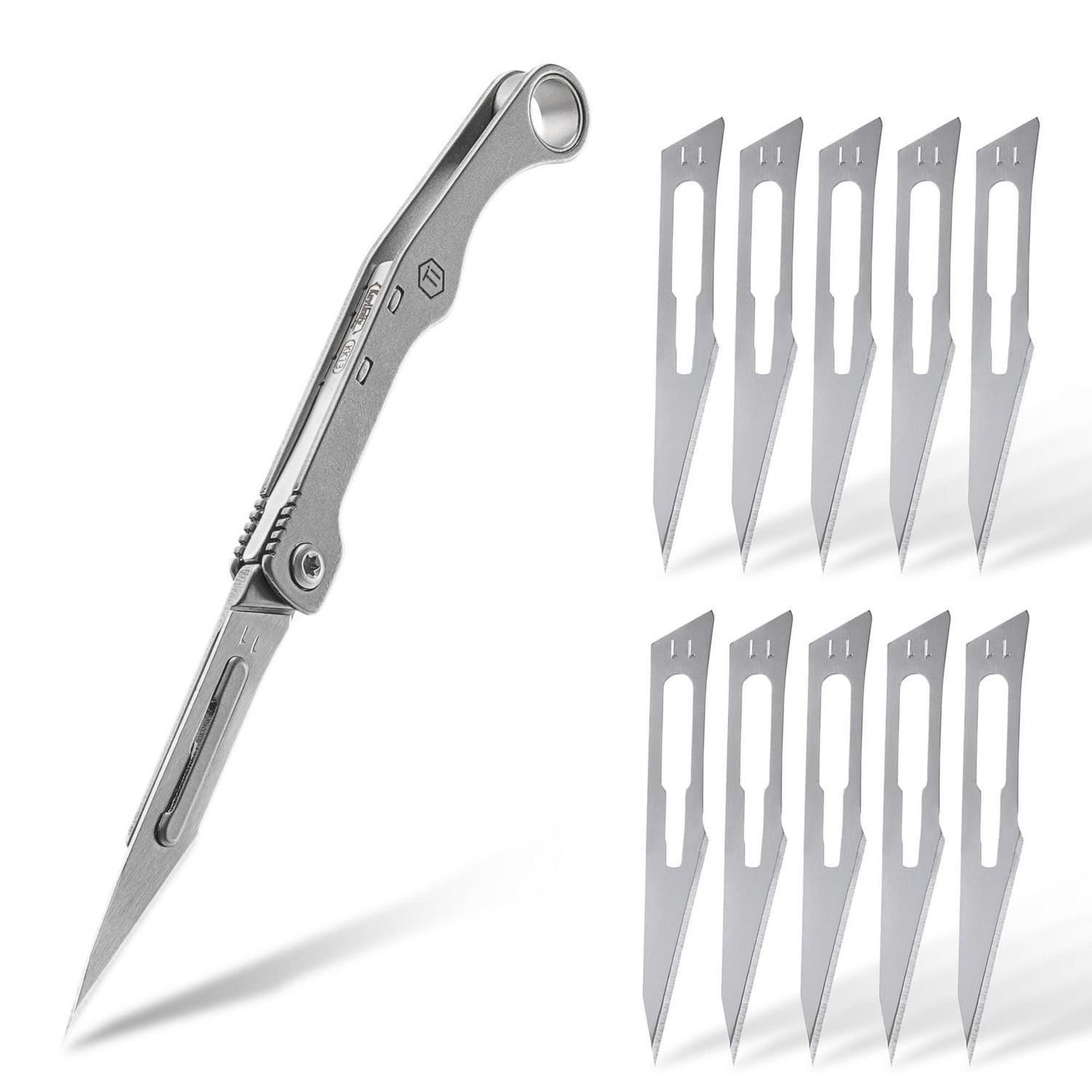 Taschenmesser Mit 11 Klingen, Titan Klappmesser Mit Clip, Grau