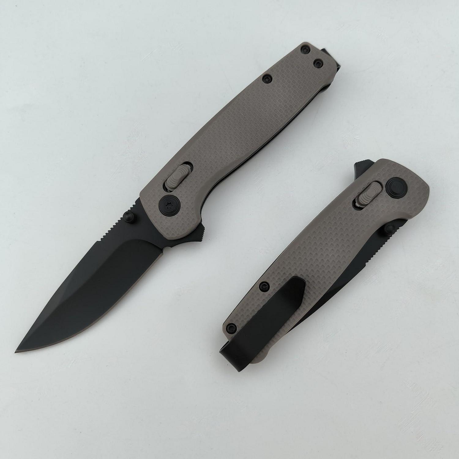 Klappmesser Mit Taschenclip, Edc Outdoor Jagd Camping, Nylonfaser-griff Grau