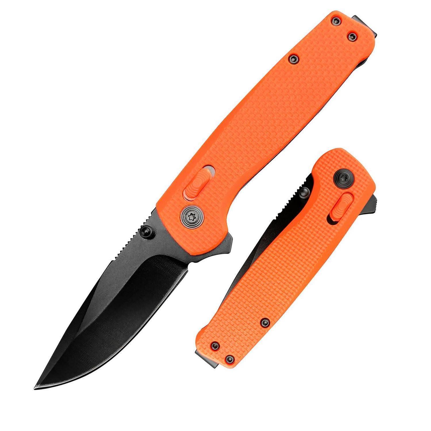 Klappmesser Mit Taschenclip, 7cr13mov Stahlklinge, Nylonfaser-griff Orange