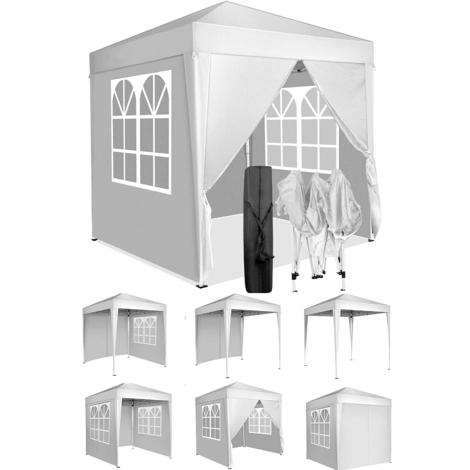 Faltpavillon 2x2m Pop-up Wasserdicht Uv-schutz 50+ Mit 4 Seitenteilen Weiß