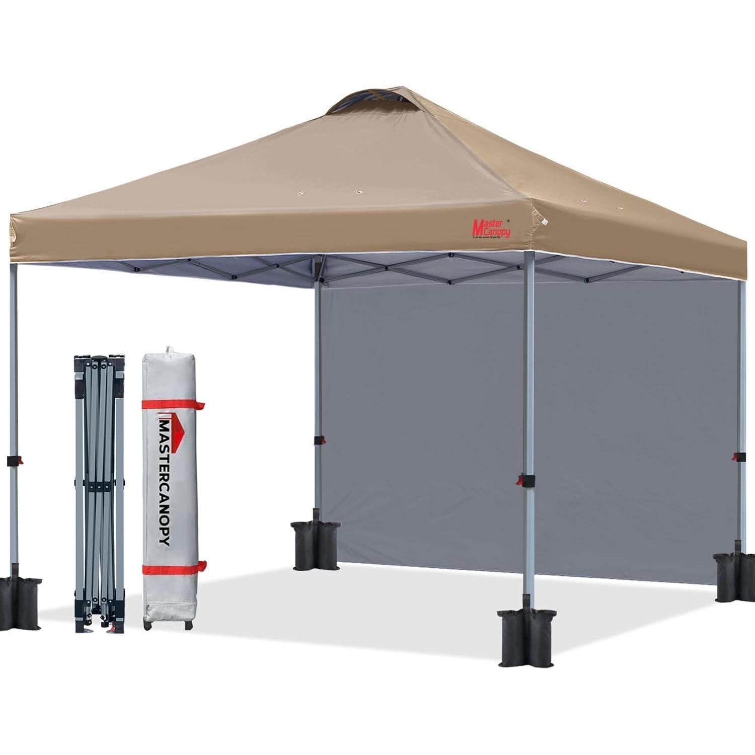 Faltpavillon 2x2m Mit Seitenwand, Wasserdicht, Uv-schutz, Khaki