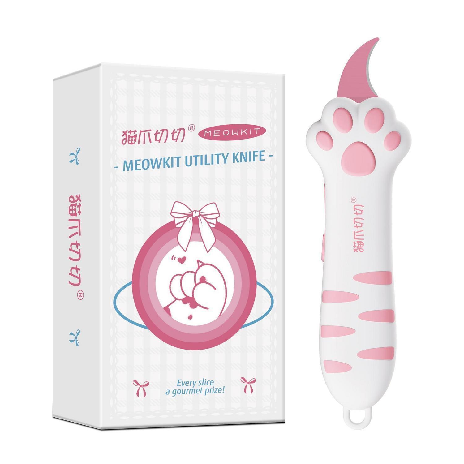 Cuttermesser Mit Katzenpfoten-griff, Edelstahlklinge, Rosa, Antihaftbeschichtung