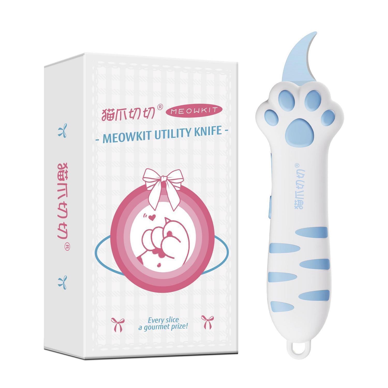 Cuttermesser Mit Katzenpfoten-griff, Edelstahlklinge, Blau Für Pakete, Klebeband, Umschläge