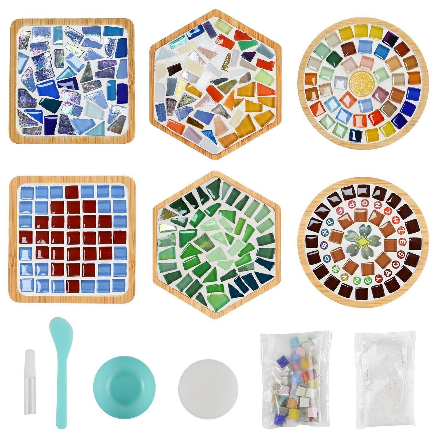 Mosaik Untersetzer Bastelset Für Erwachsene – 6 Stück Glas-mosaik Zum Selbstgestalten, Diy Deko & Geschenkidee