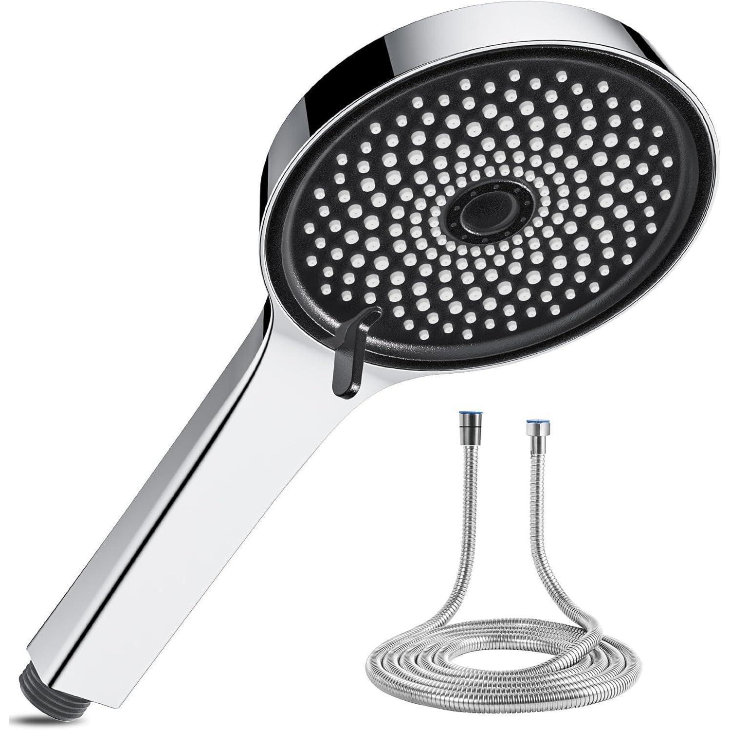 Handbrause Mit 150cm Schlauch, 6 Strahlarten, Wassersparend, Hochdruck, Silber