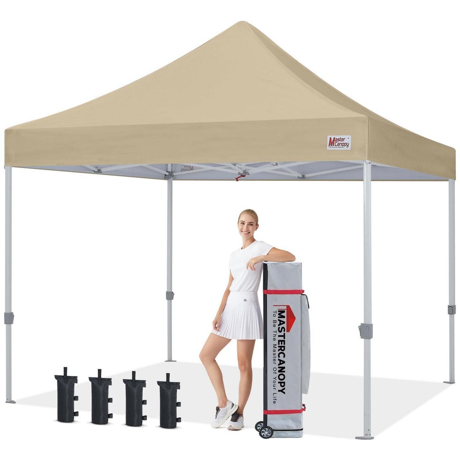 Faltpavillon 3x3m Beige, Wasserabweisend, Uv-schutz, Stahlrahmen, Für Events