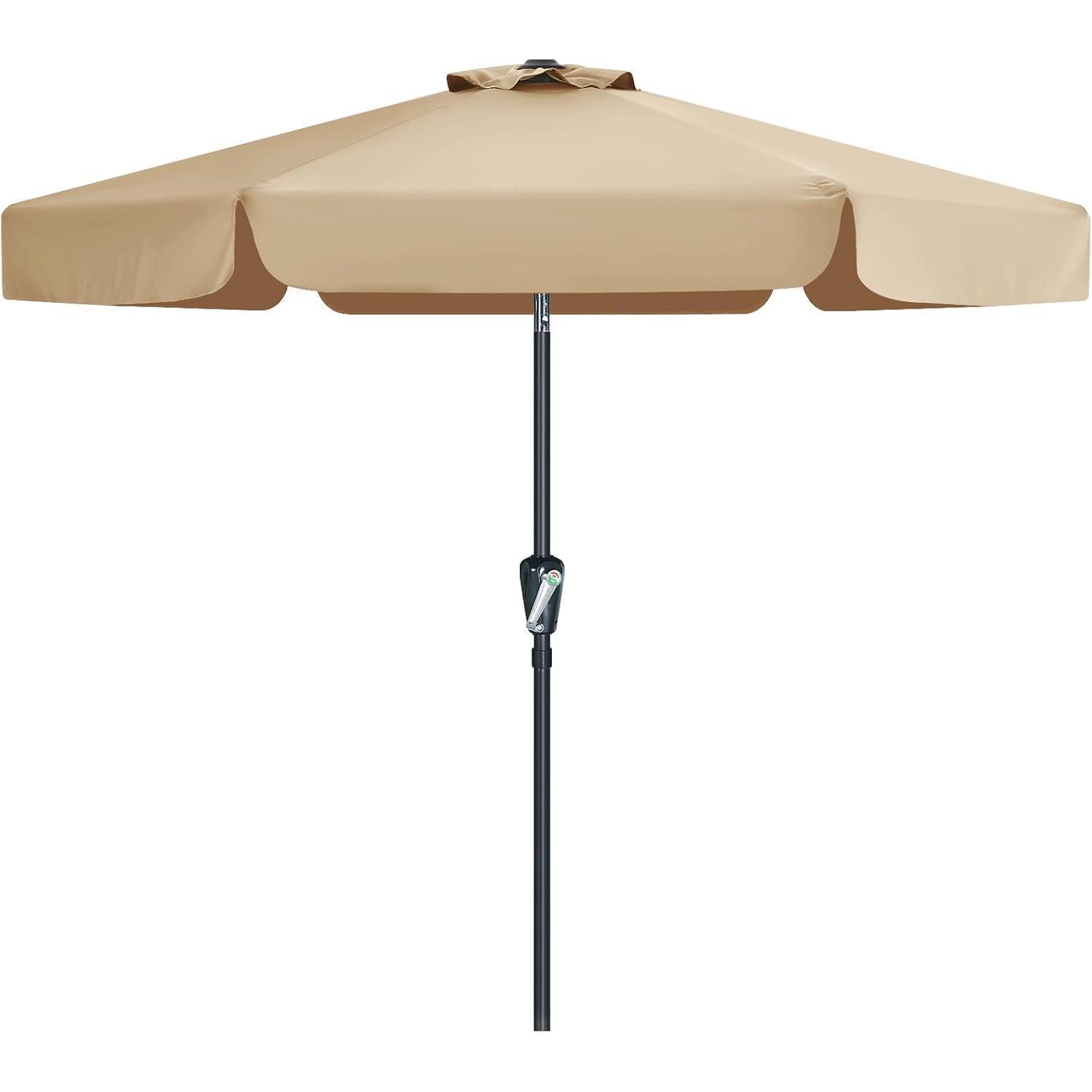 Sonnenschirm 230cm Neigungsverstellbar Mit Volant Und Kurbel, Khaki