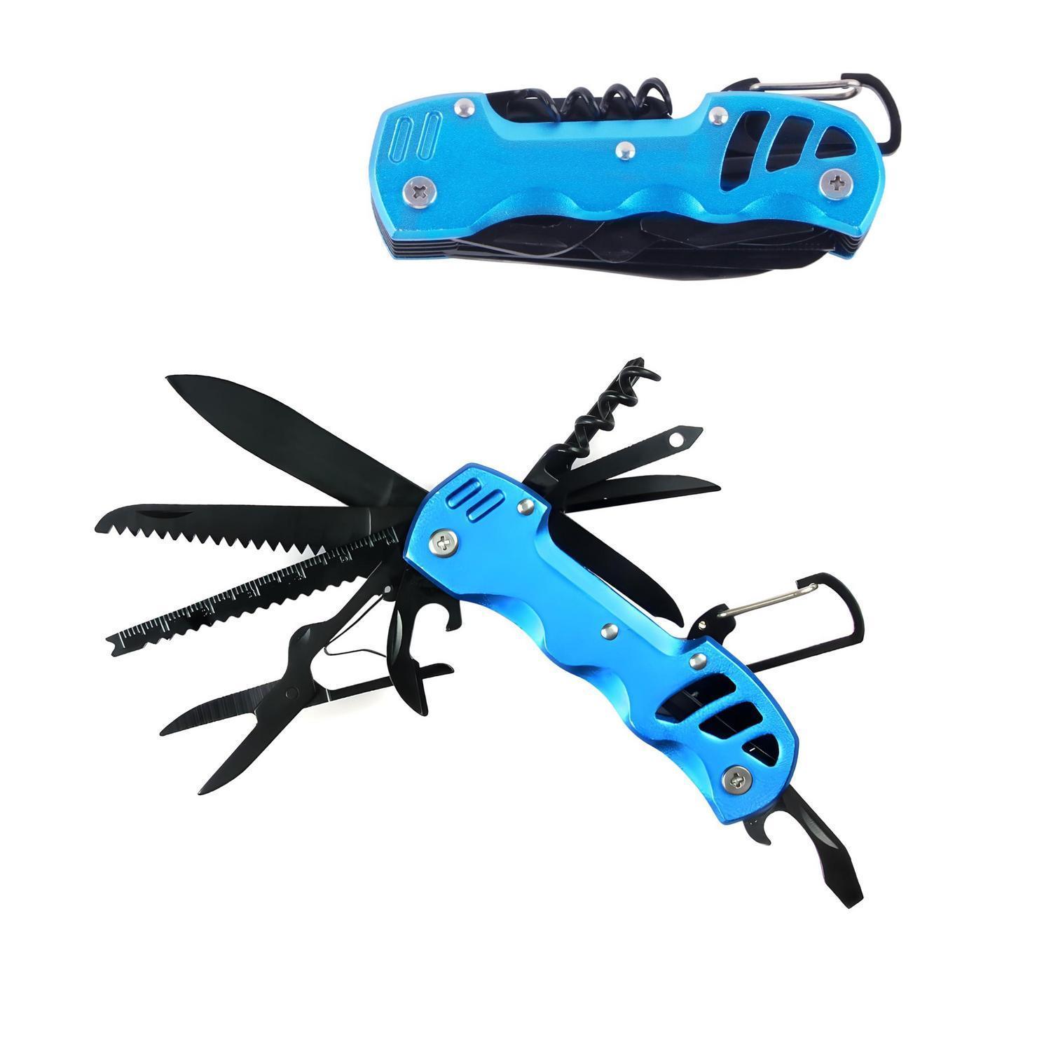 Multitool Taschenmesser 12-in-1 Mit Sicherheitsverriegelung Und Nylonscheide Blau