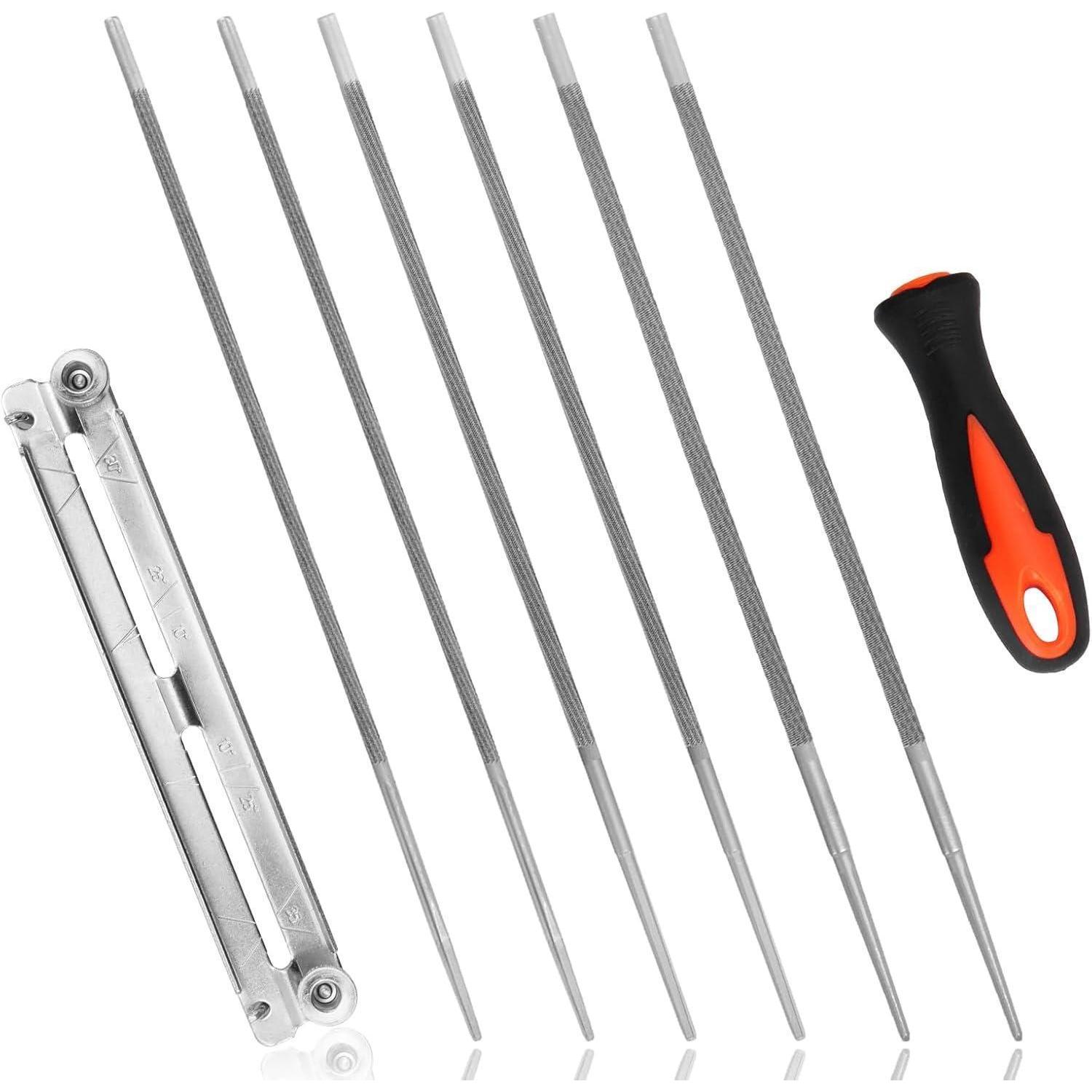 Kettensägenfeilen Set 3 Größen 4,0/4,8/5,5mm Mit Griff Für Schärfen