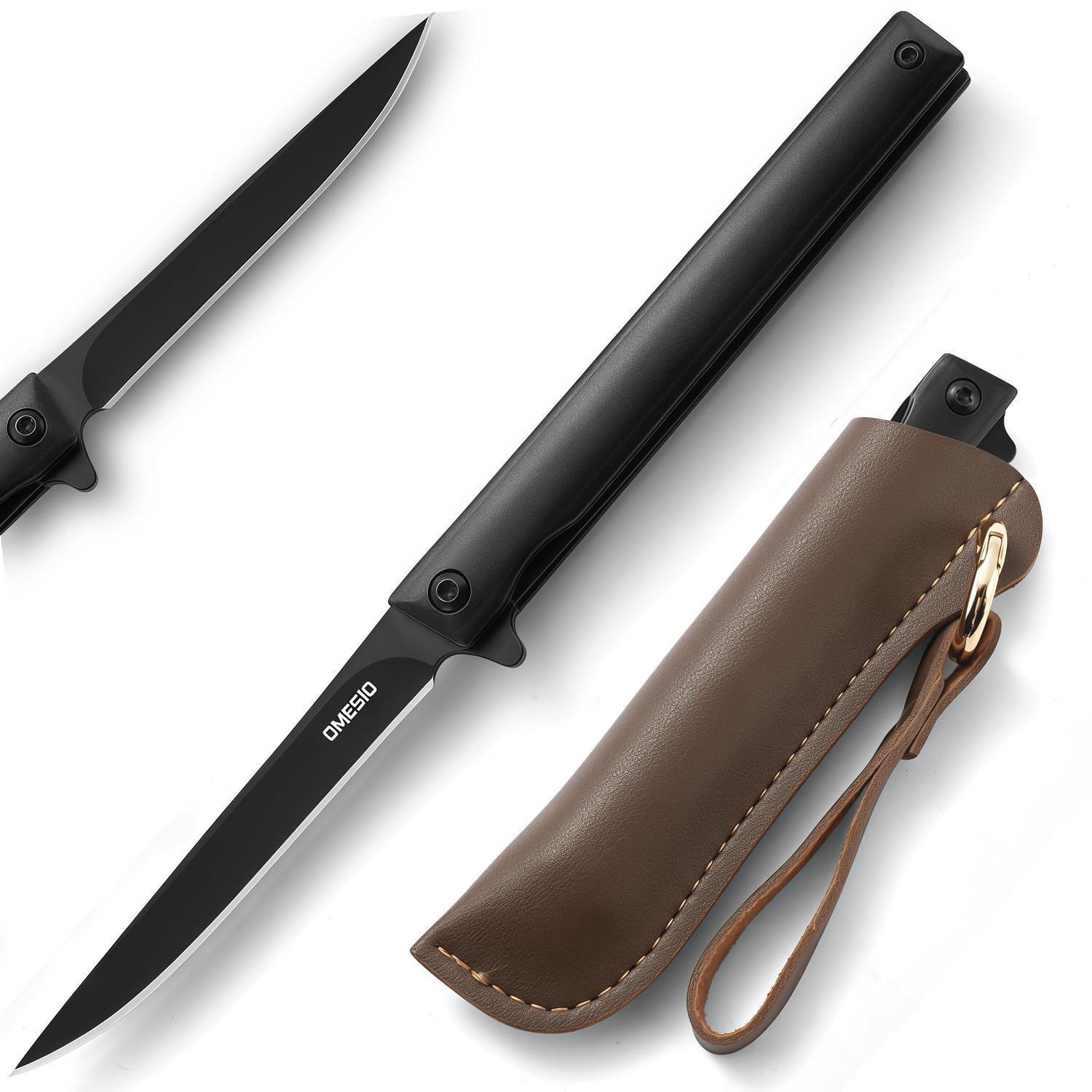 Einhand-klappmesser Mit Leder-holster, Scharf, Für Herren, Edc, Brieföffner