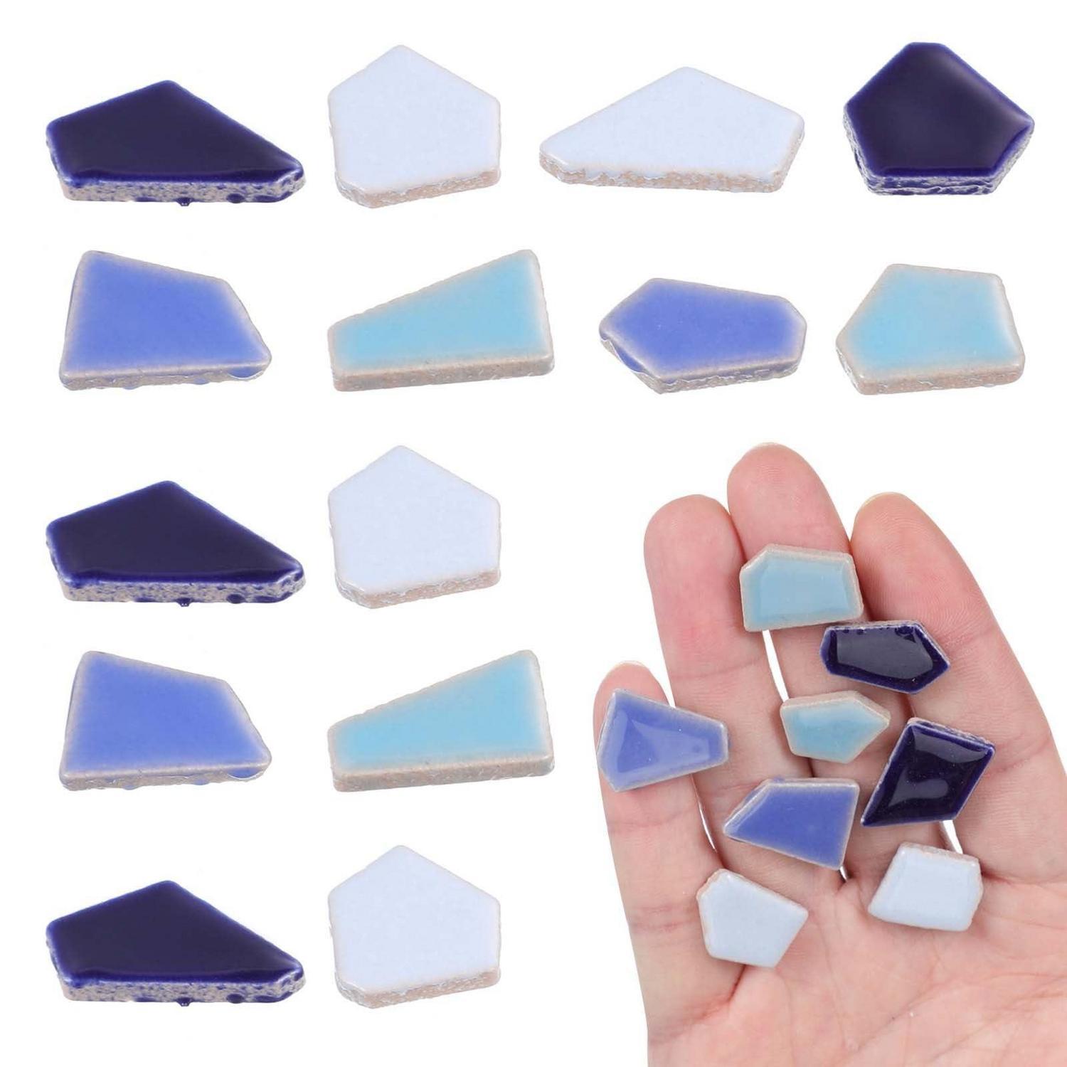 Mosaiksteine Keramik 200g Bruchmosaik Blau Für Diy Bastelset Erwachsene & Kinder, Wetterfest