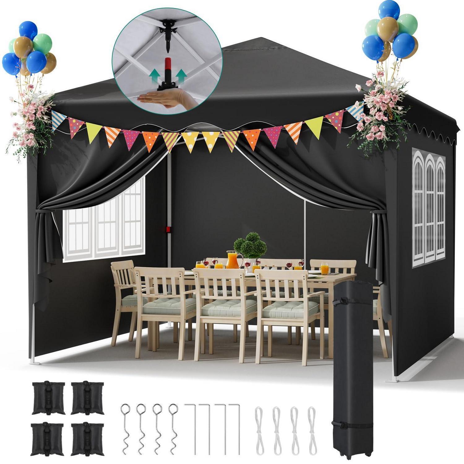 Faltpavillon 3x3m Wasserdicht Uv50+ Mit 4 Sandsäcken Und Rolltragetasche