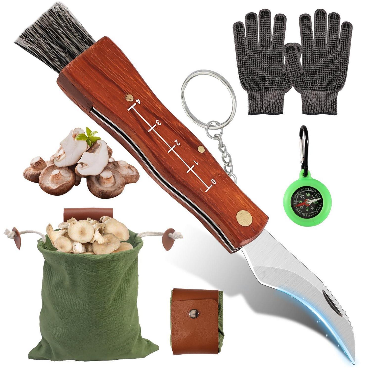 Pilzmesser Set Mit Bürste, Handschuhen, Tasche Und Kompass Für Pilzsammler
